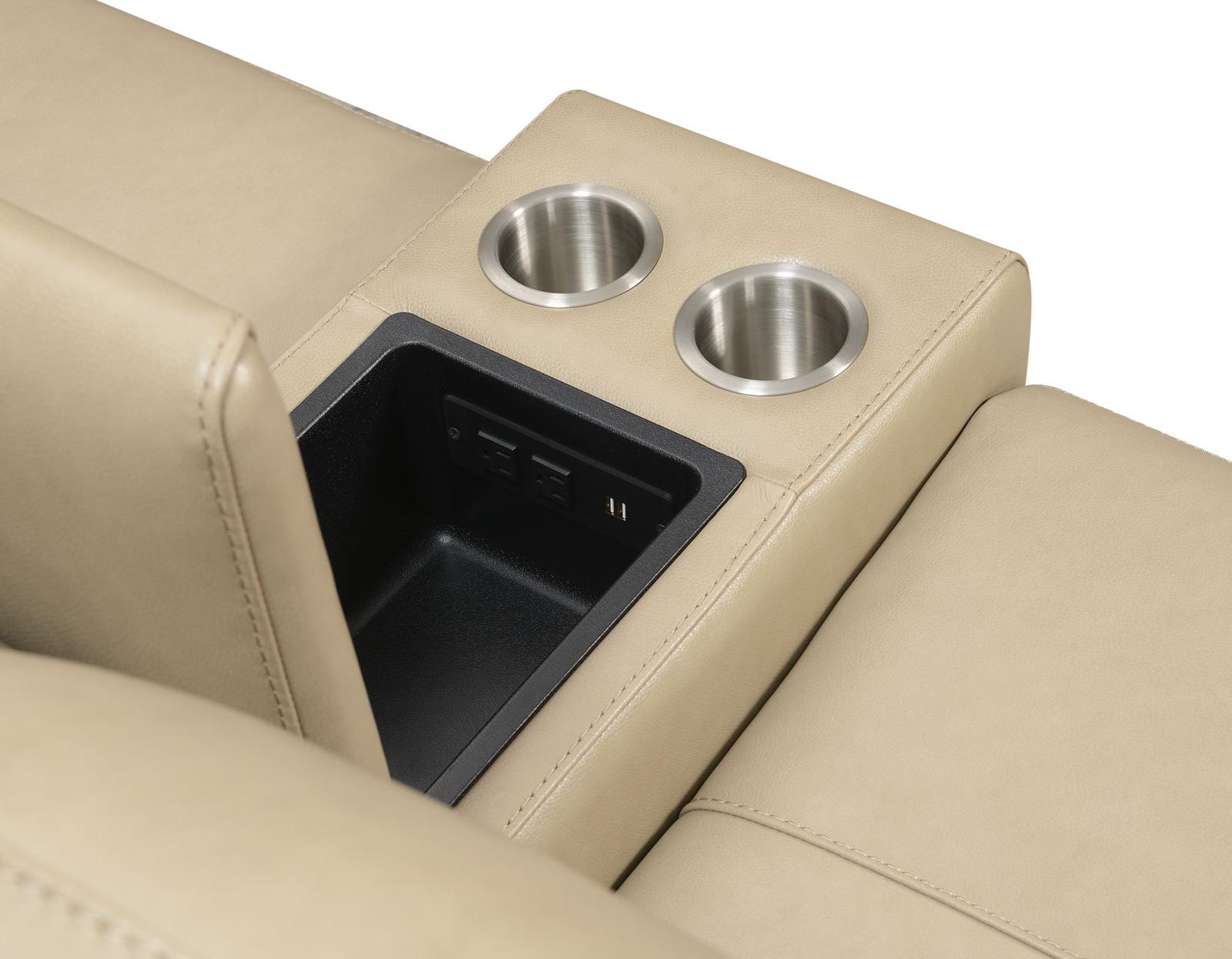 Steve Silver Doncella Leather Dual Power Reclining Sofa in Surly Sand - Luxury Home Furniture (MI)