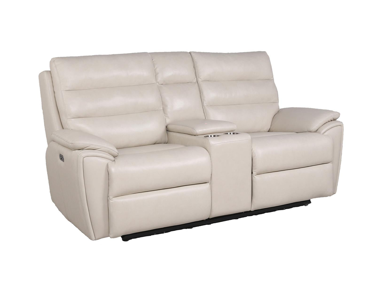 Steve Silver Duval Leather Dual Power Reclining Loveseat in Impressive Ivory - Luxury Home Furniture (MI)
