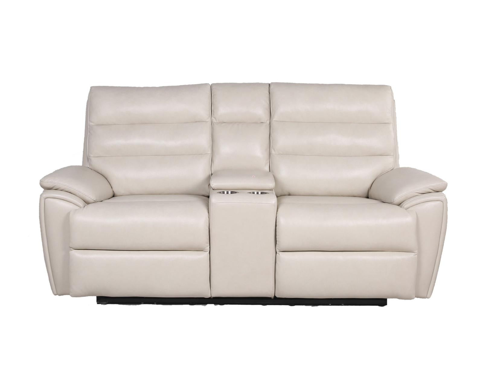 Steve Silver Duval Leather Dual Power Reclining Loveseat in Impressive Ivory - Luxury Home Furniture (MI)