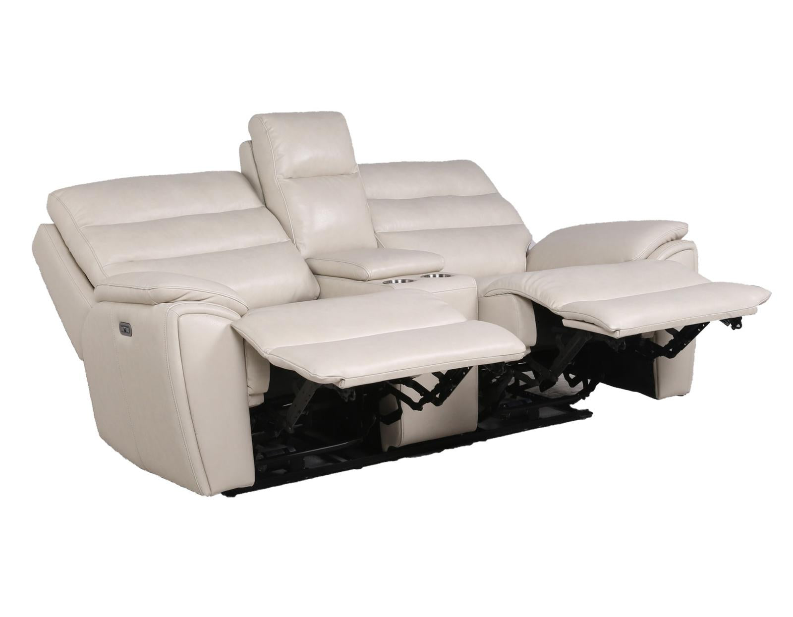 Steve Silver Duval Leather Dual Power Reclining Loveseat in Impressive Ivory - Luxury Home Furniture (MI)