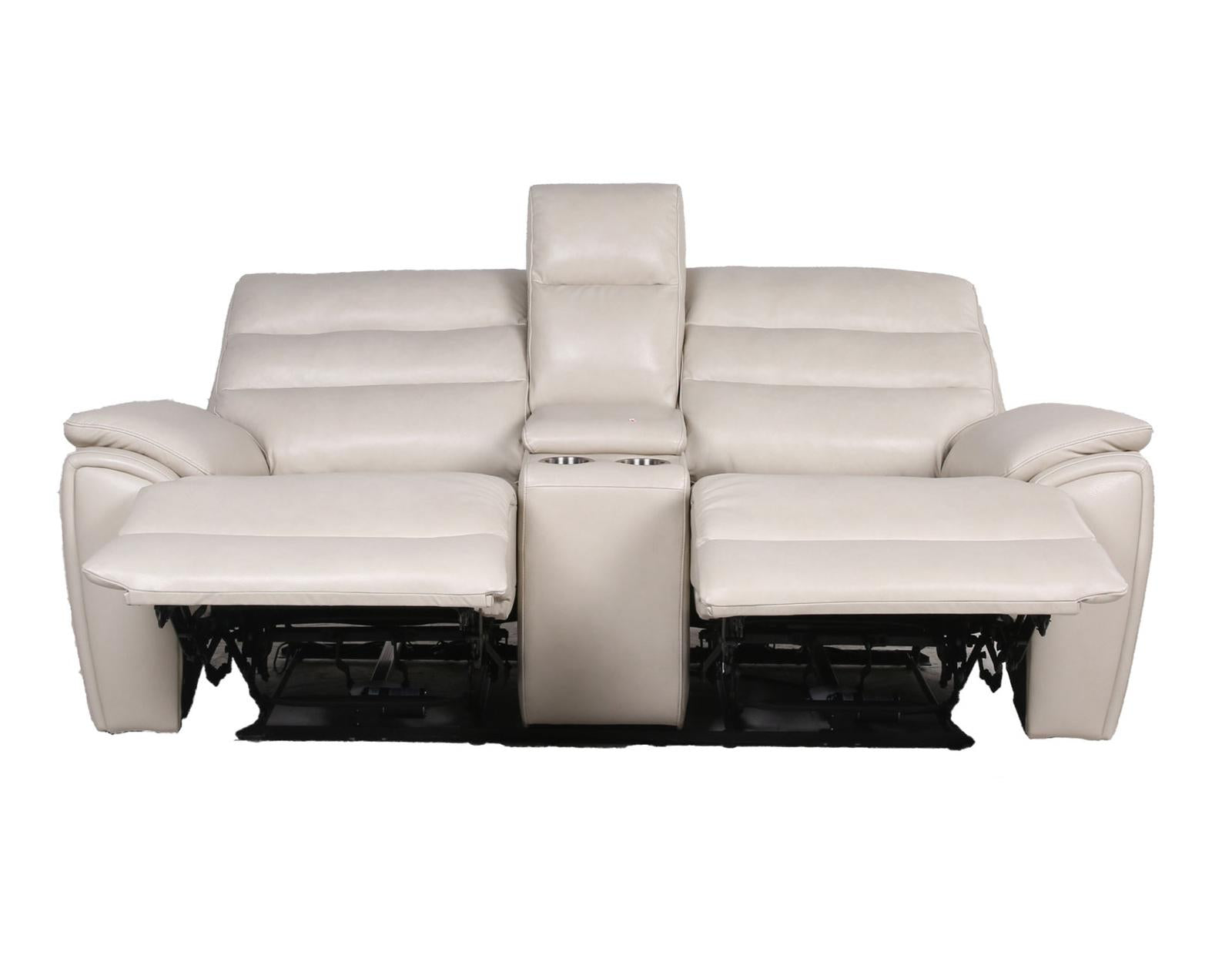 Steve Silver Duval Leather Dual Power Reclining Loveseat in Impressive Ivory - Luxury Home Furniture (MI)