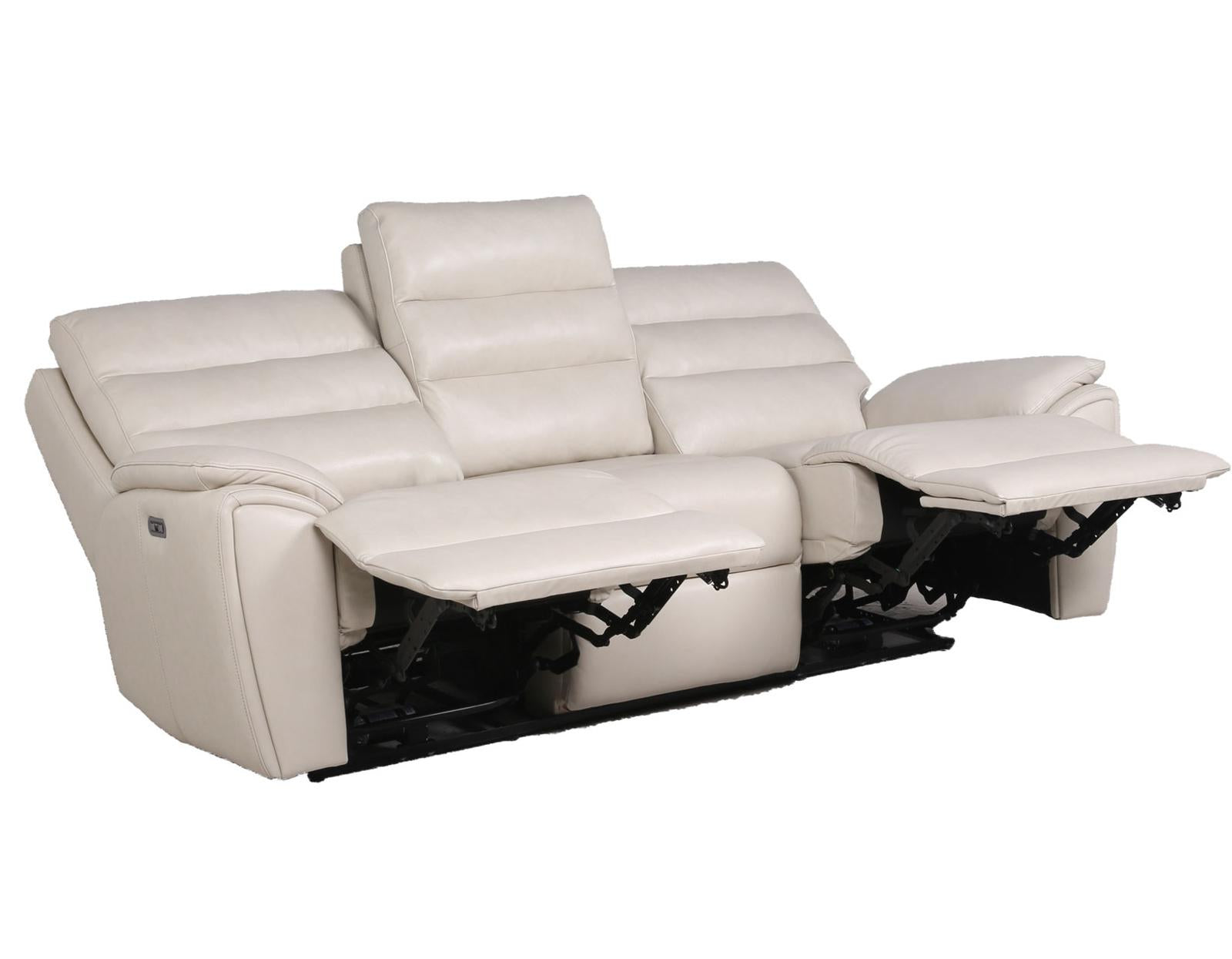 Steve Silver Duval Leather Dual Power Reclining Sofa in Impressive Ivory - Luxury Home Furniture (MI)