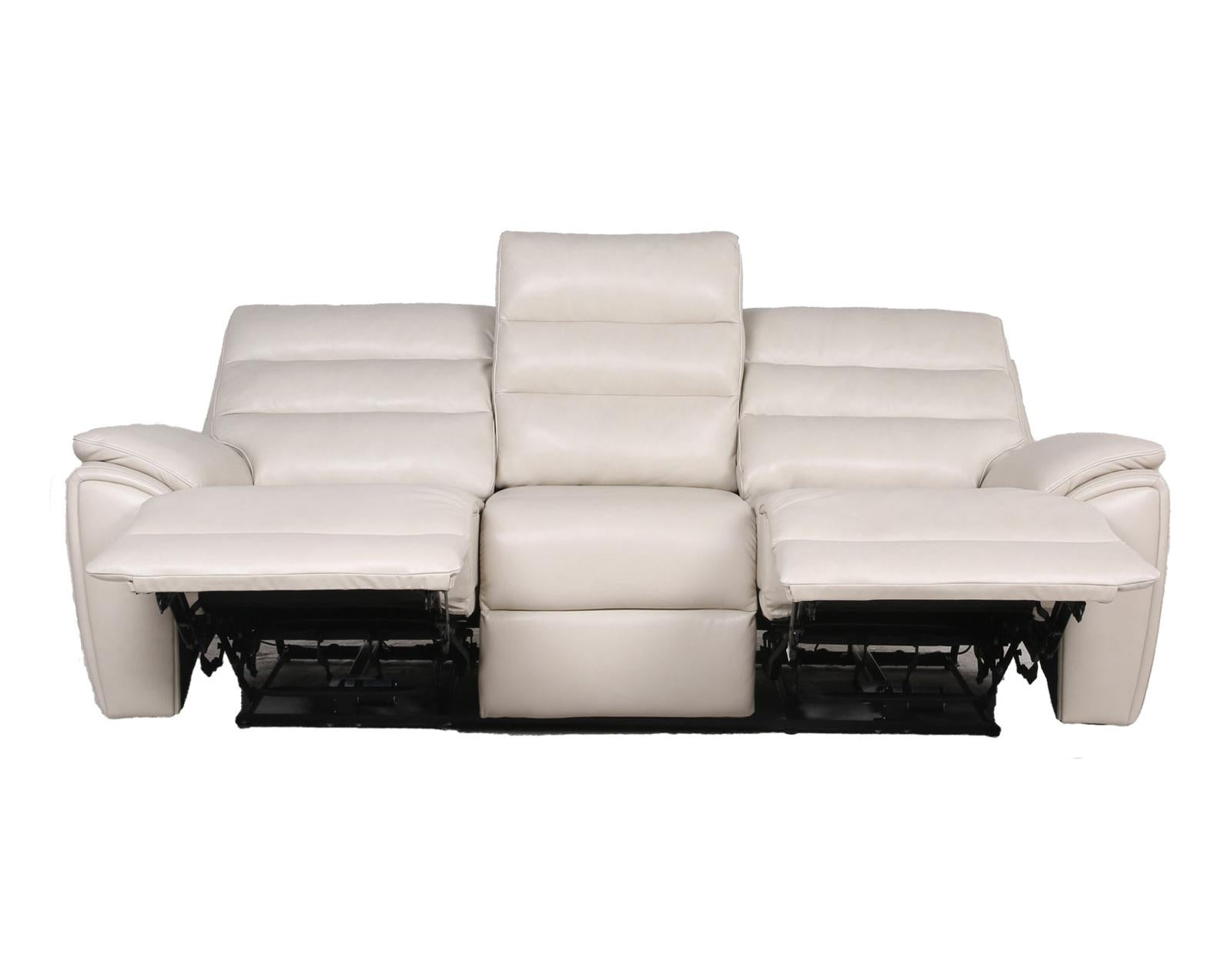 Steve Silver Duval Leather Dual Power Reclining Sofa in Impressive Ivory - Luxury Home Furniture (MI)