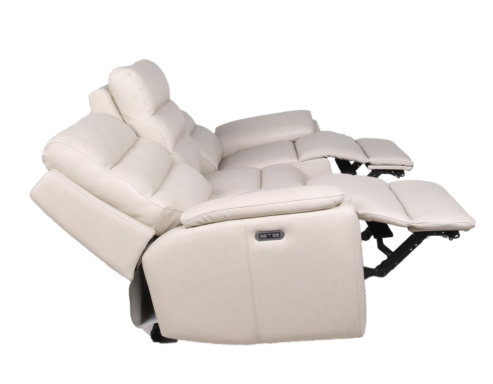 Steve Silver Duval Leather Dual Power Reclining Sofa in Impressive Ivory - Luxury Home Furniture (MI)