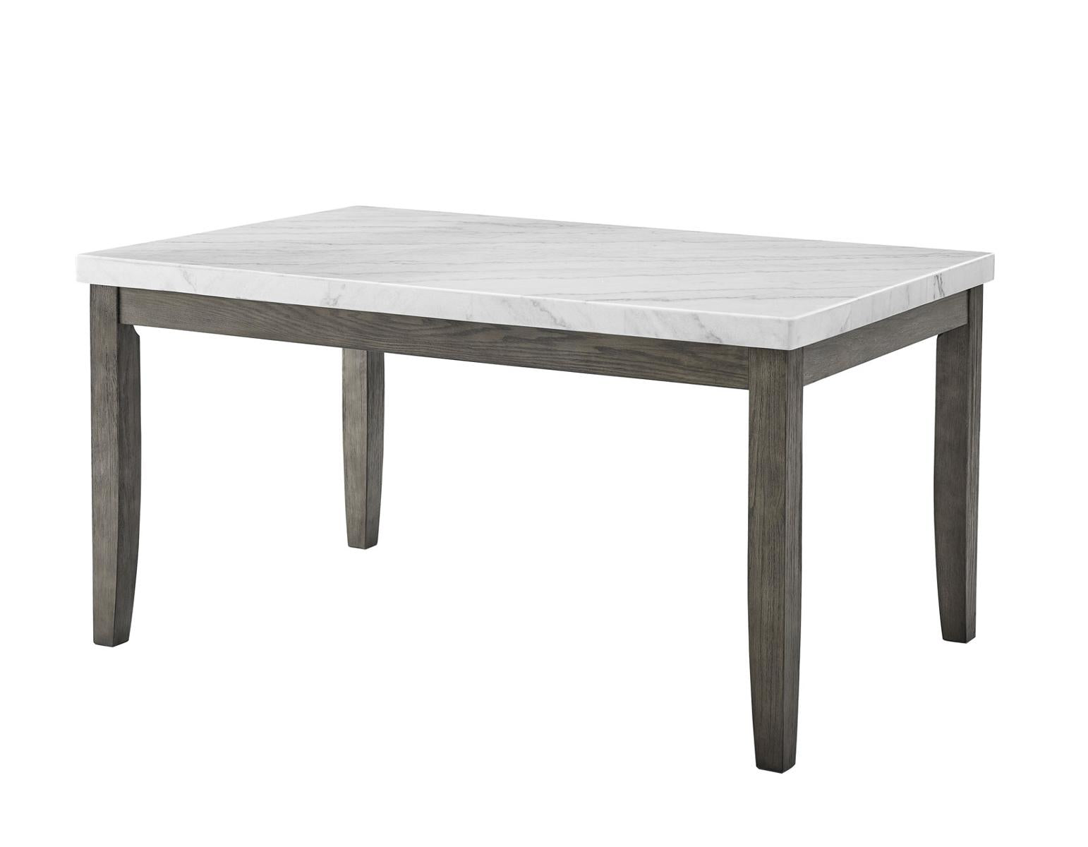 Steve Silver Emily White Marble Top Dining Table in Mossy Grey