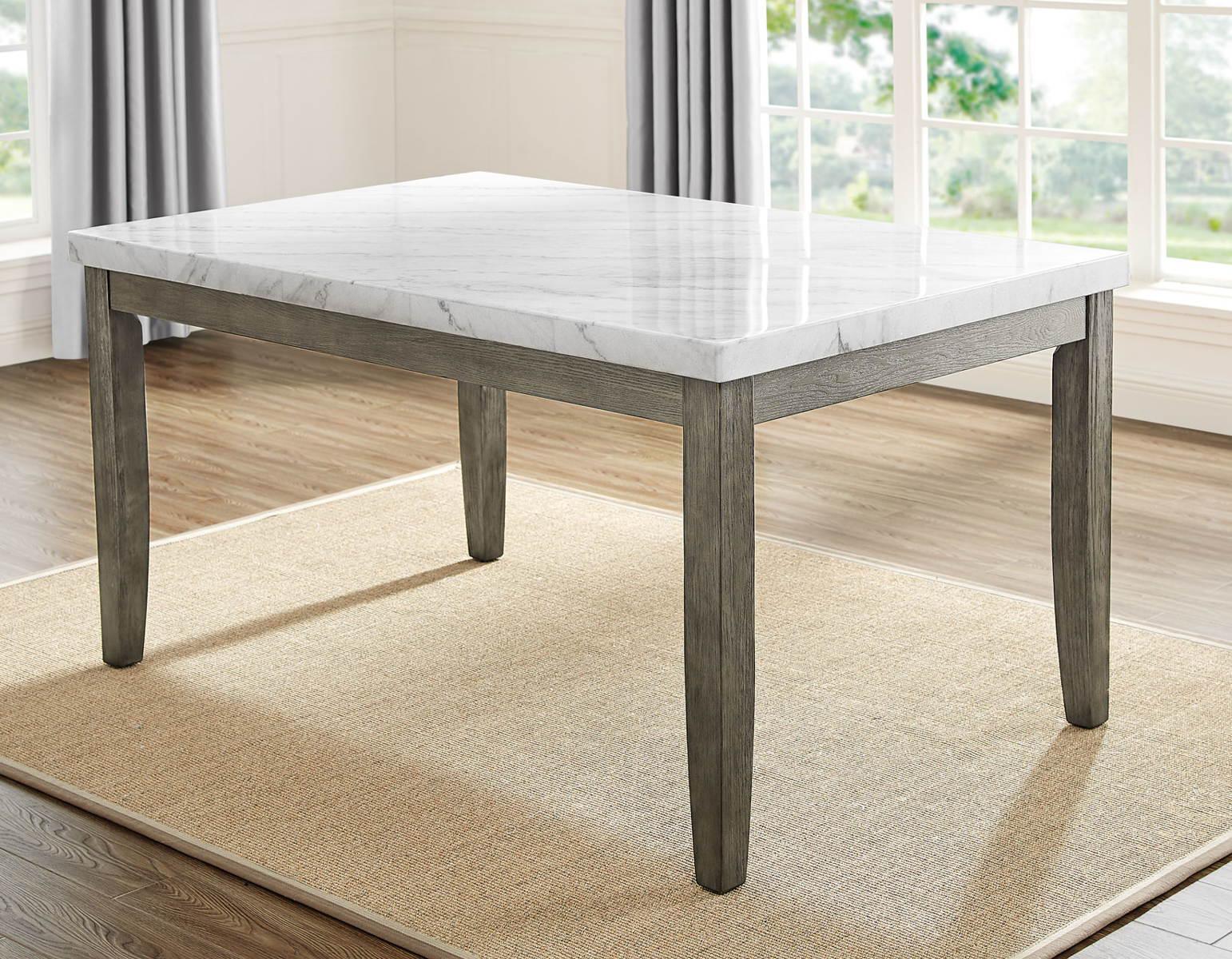 Steve Silver Emily White Marble Top Dining Table in Mossy Grey - Luxury Home Furniture (MI)