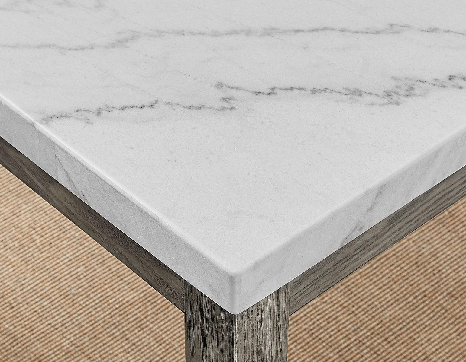 Steve Silver Emily White Marble Top Dining Table in Mossy Grey - Luxury Home Furniture (MI)