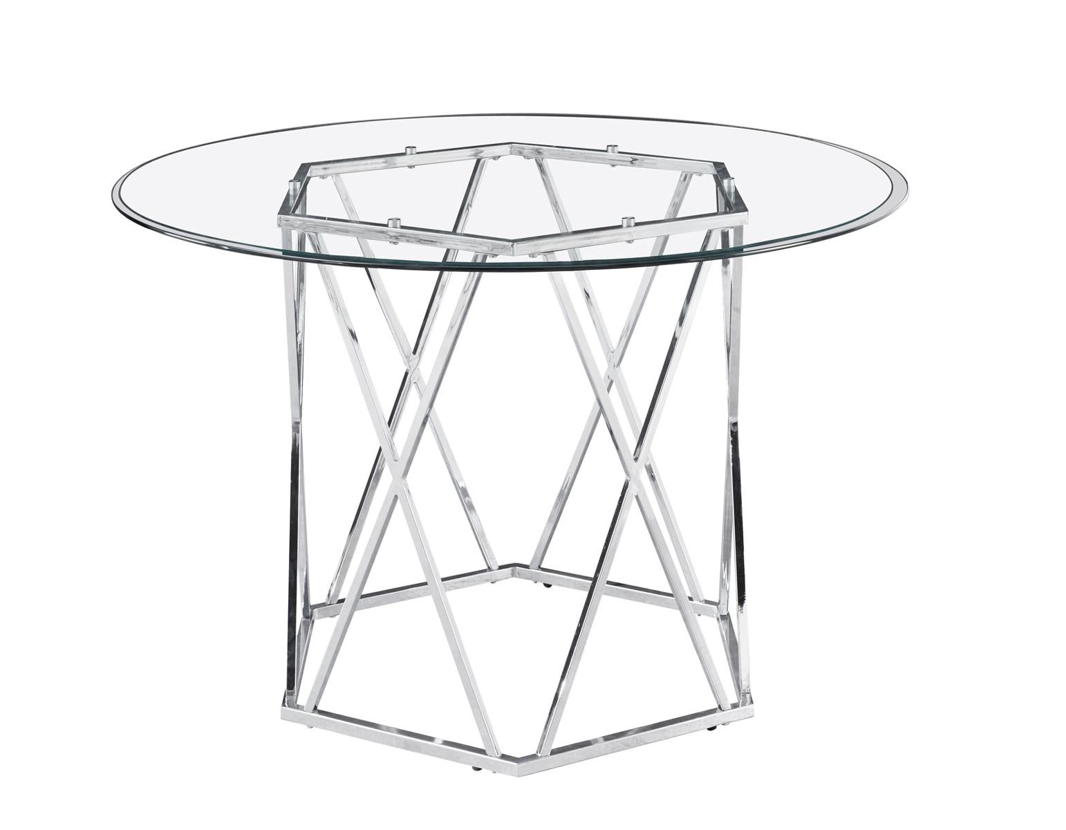 Steve Silver Escondido Round Dining Table in Chrome - Luxury Home Furniture (MI)