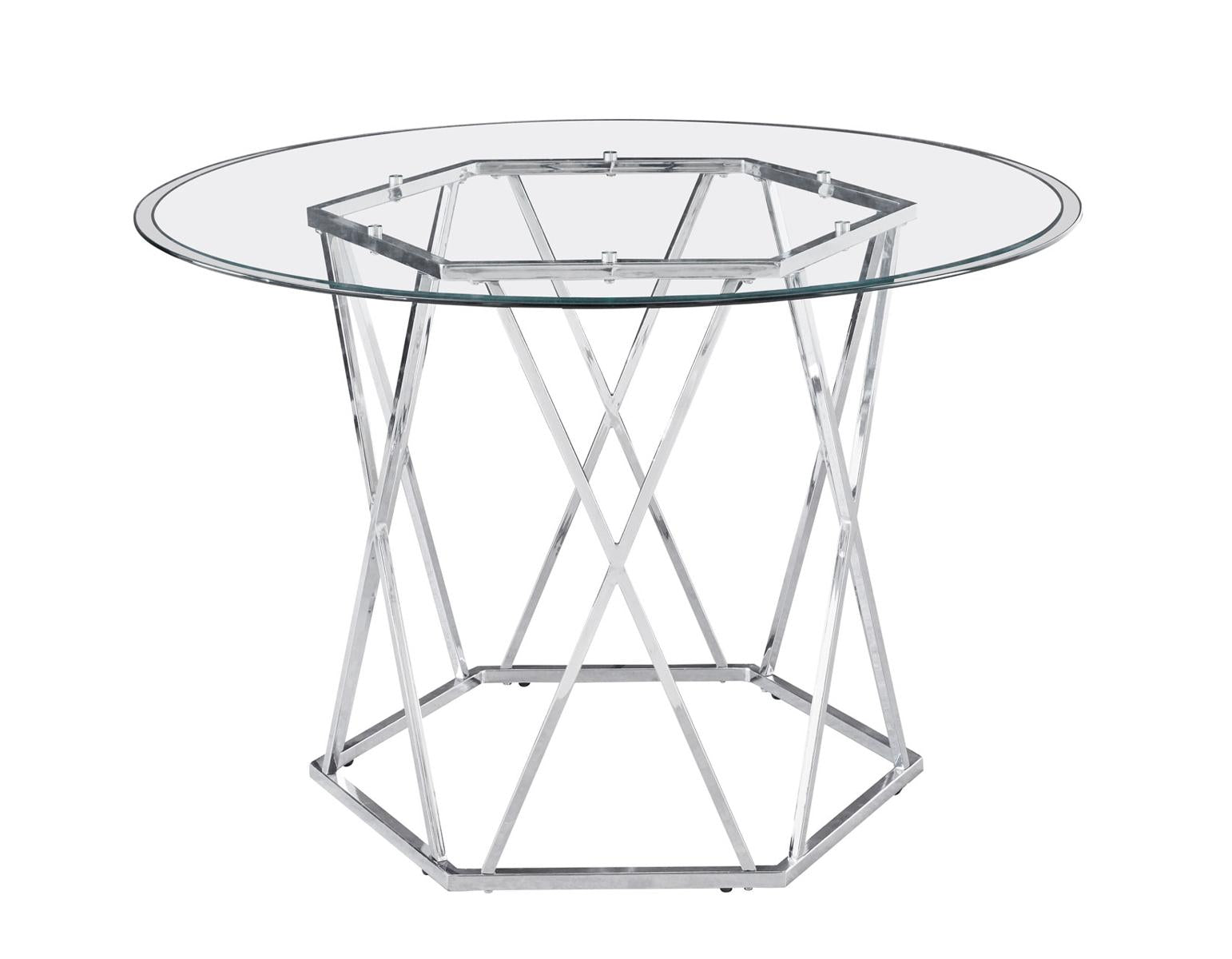 Steve Silver Escondido Round Dining Table in Chrome - Luxury Home Furniture (MI)