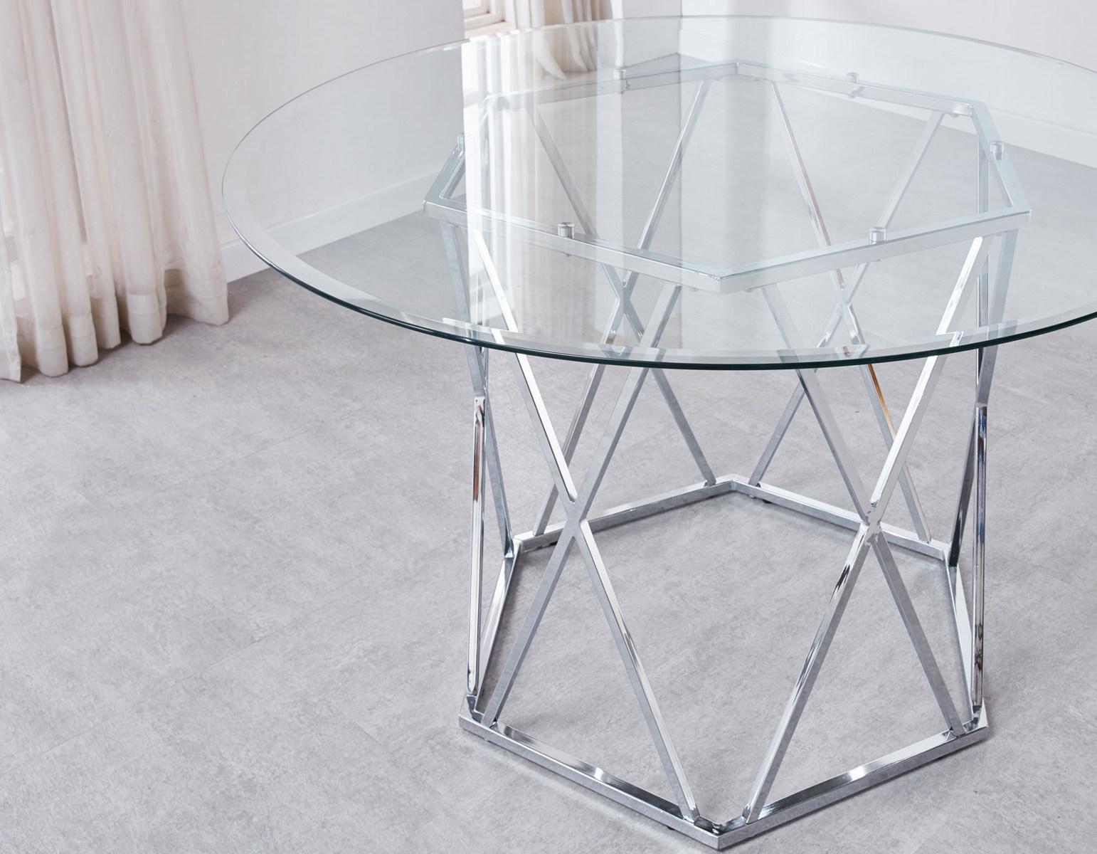 Steve Silver Escondido Round Dining Table in Chrome - Luxury Home Furniture (MI)