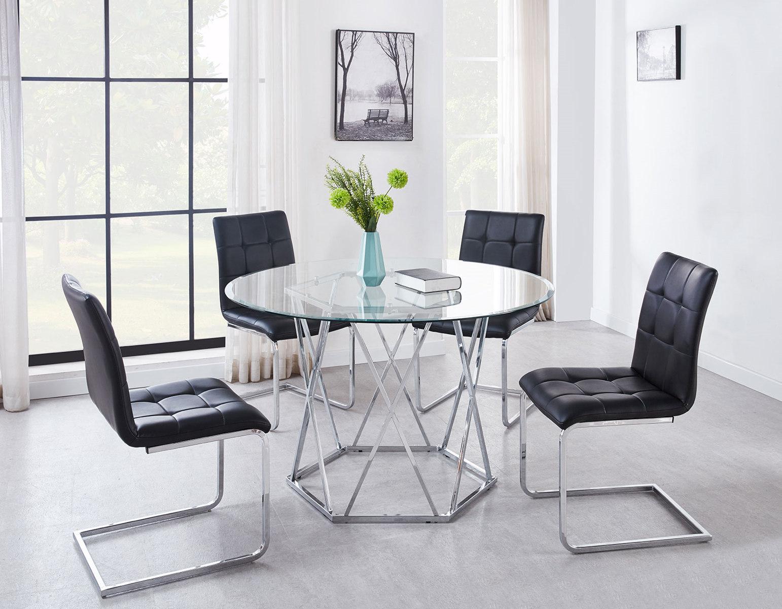 Steve Silver Escondido Round Dining Table in Chrome - Luxury Home Furniture (MI)