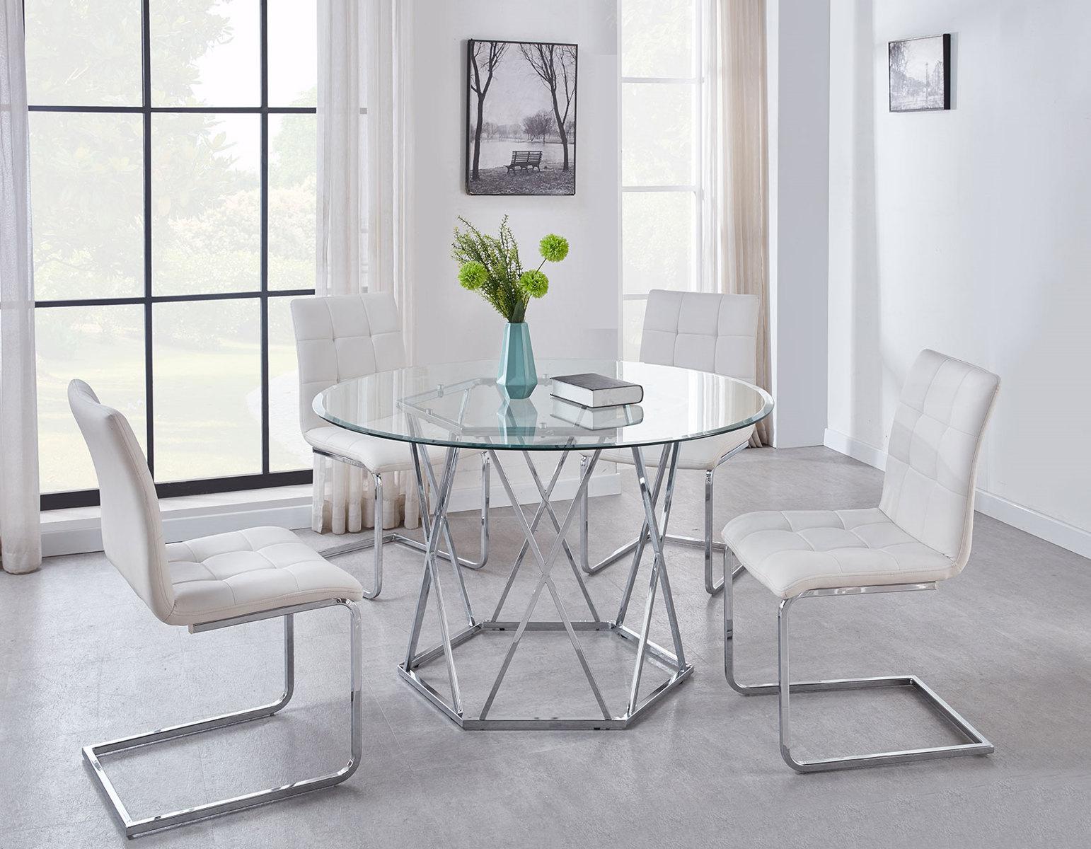 Steve Silver Escondido Round Dining Table in Chrome - Luxury Home Furniture (MI)