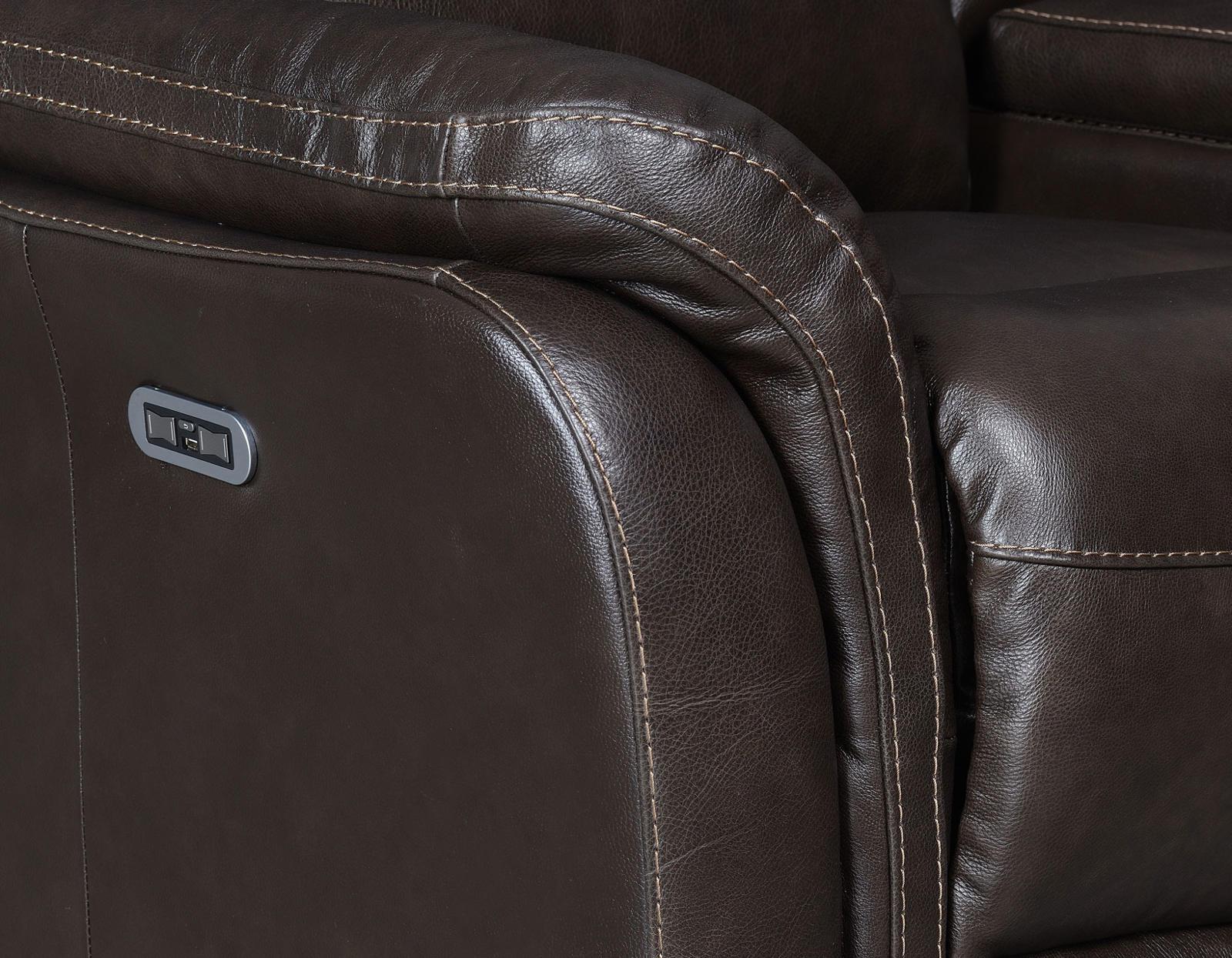 Steve Silver Fortuna Leather Dual Power Reclining Sofa in Coffee - Luxury Home Furniture (MI)