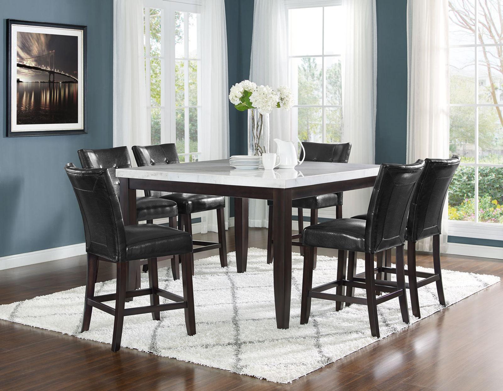 Steve Silver Francis Square Marble Top Counter Table in Cordovan Dark Cherry - Luxury Home Furniture (MI)