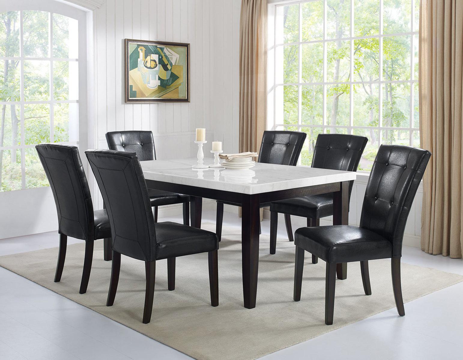 Steve Silver Francis Square Marble Top Dining Table in Cordovan Dark Cherry - Luxury Home Furniture (MI)