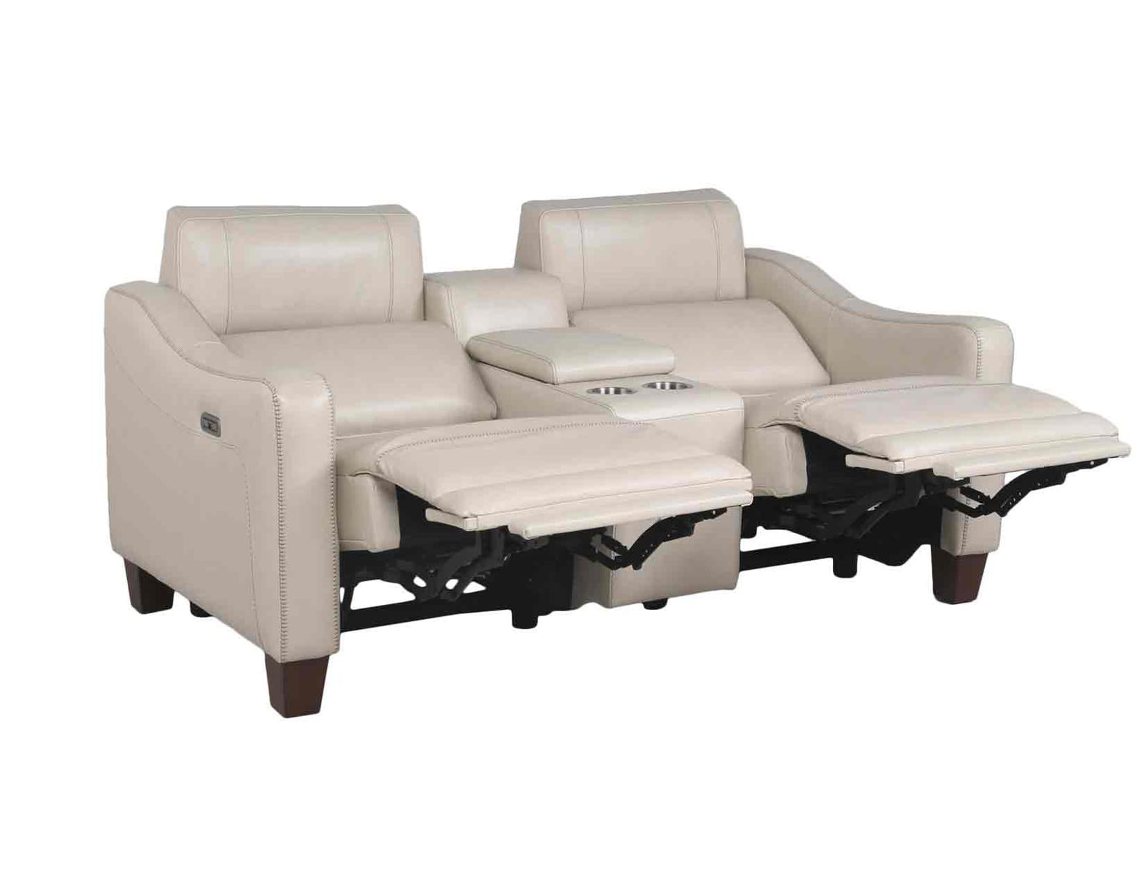 Steve Silver Giorno Dual Power Leather Console Loveseat in Ivory - Luxury Home Furniture (MI)