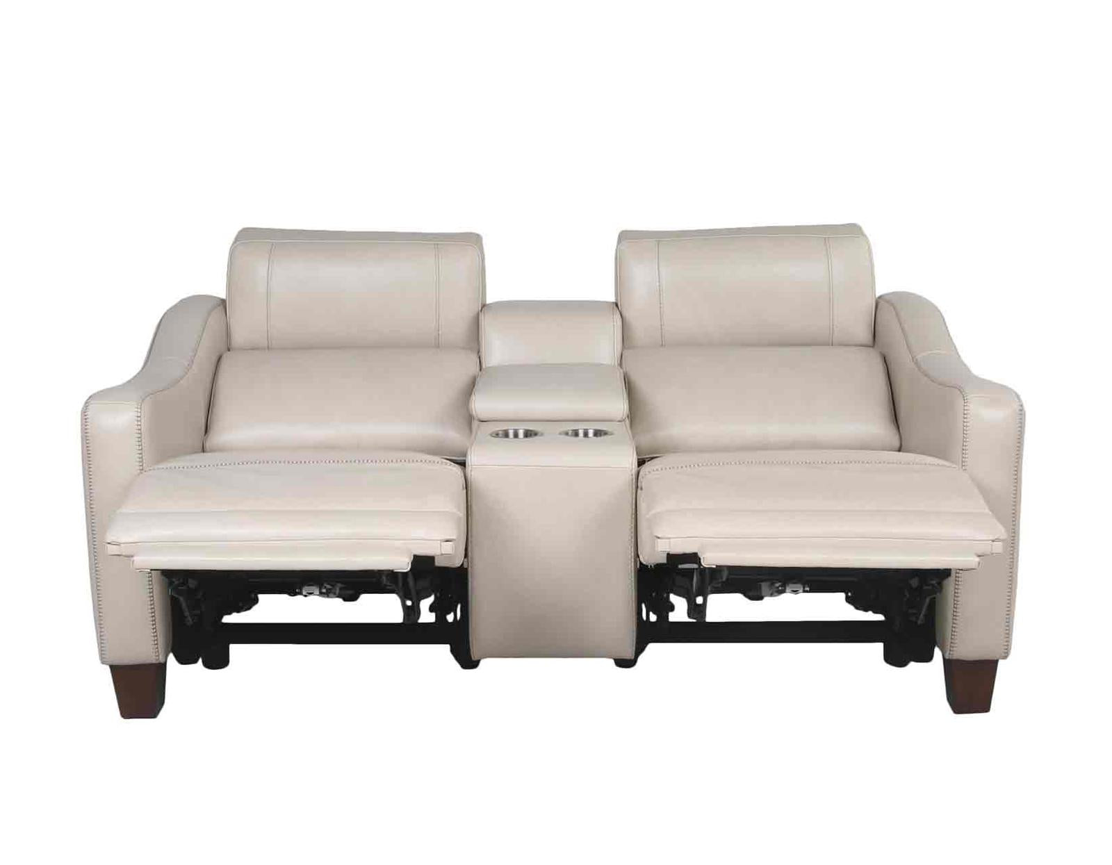 Steve Silver Giorno Dual Power Leather Console Loveseat in Ivory - Luxury Home Furniture (MI)