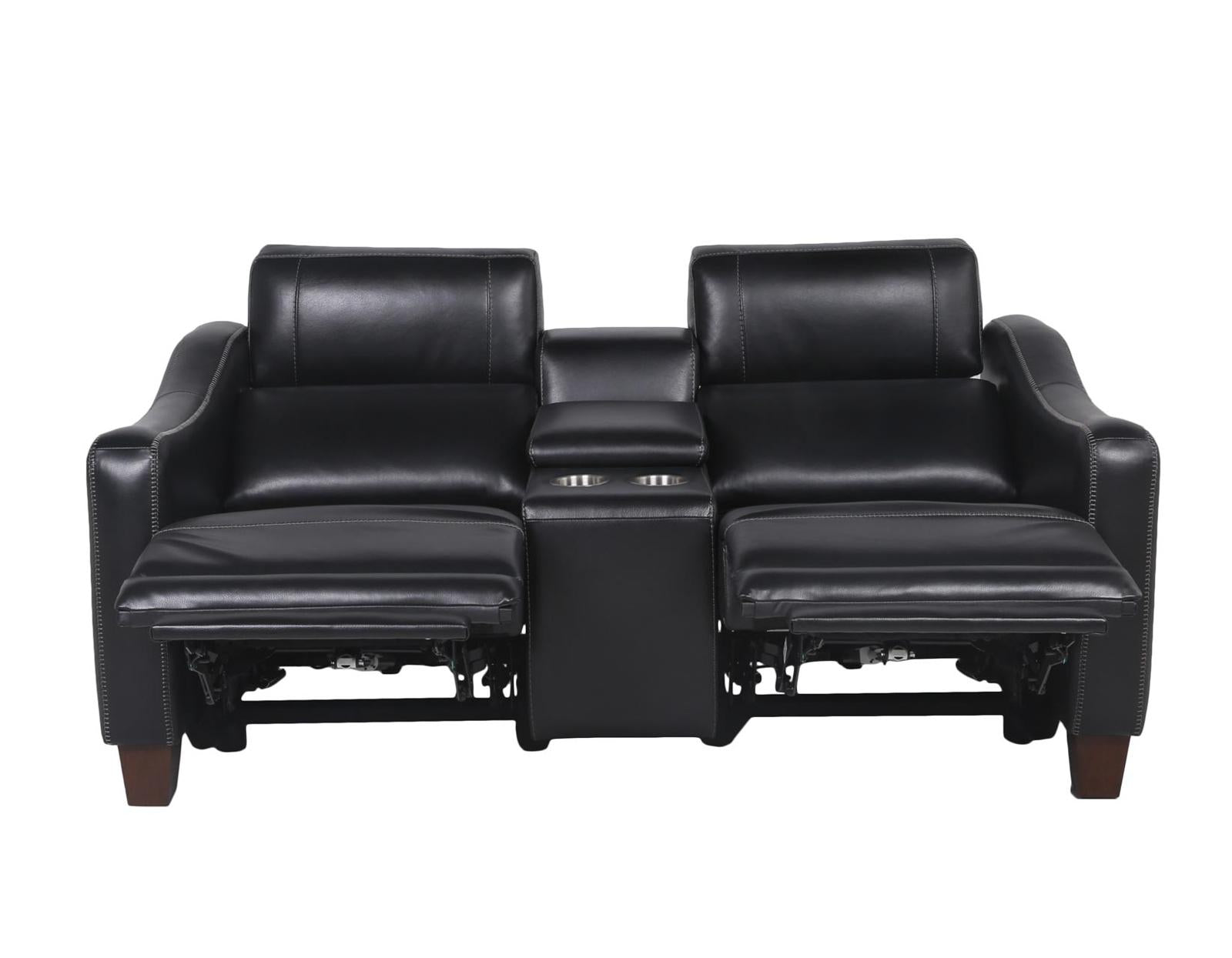 Steve Silver Giorno Dual Power Leather Console Loveseat in Midnight - Luxury Home Furniture (MI)