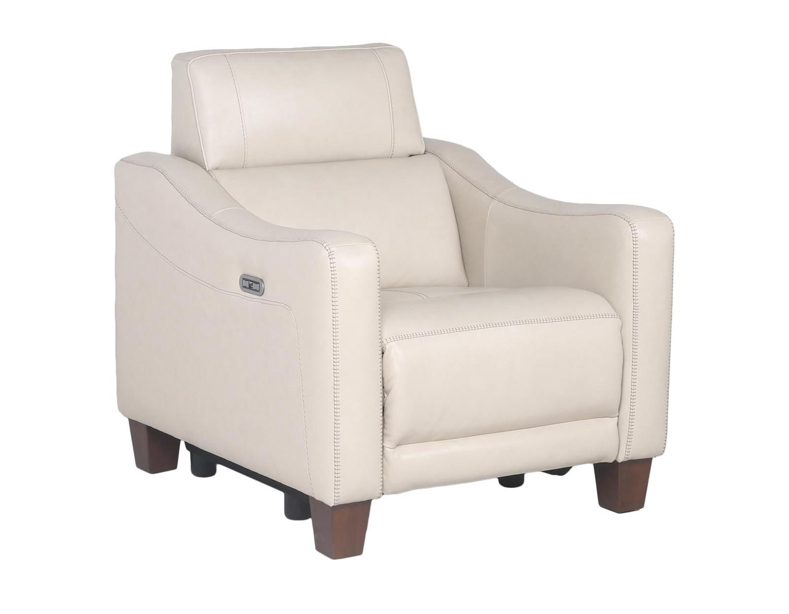 Steve Silver Giorno Dual Power Leather Recliner in Ivory - Luxury Home Furniture (MI)