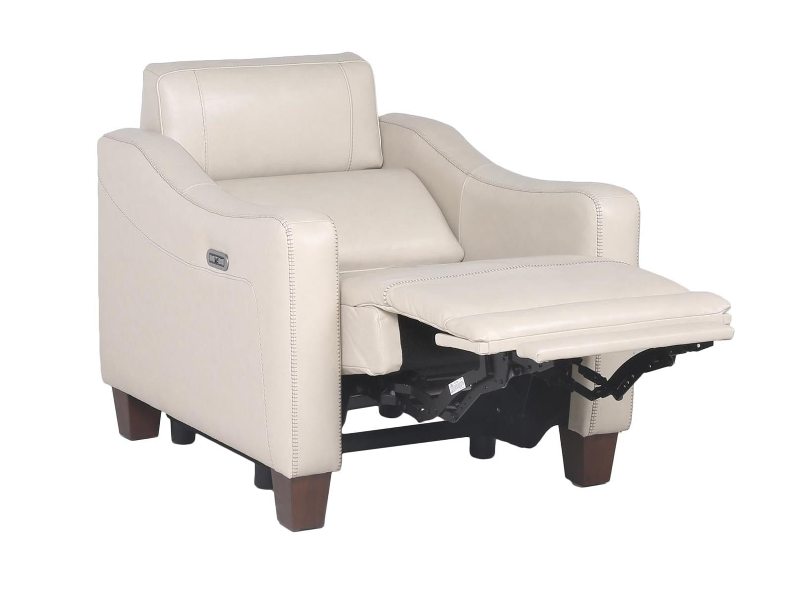 Steve Silver Giorno Dual Power Leather Recliner in Ivory - Luxury Home Furniture (MI)