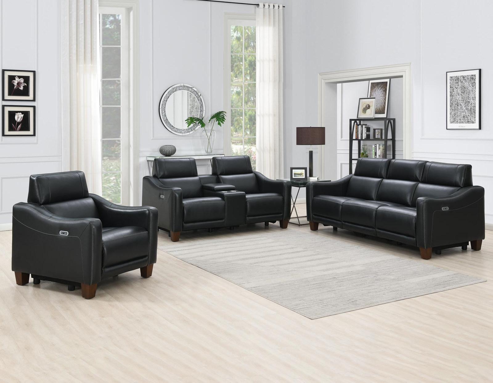 Steve Silver Giorno Dual Power Leather Recliner in Midnight - Luxury Home Furniture (MI)