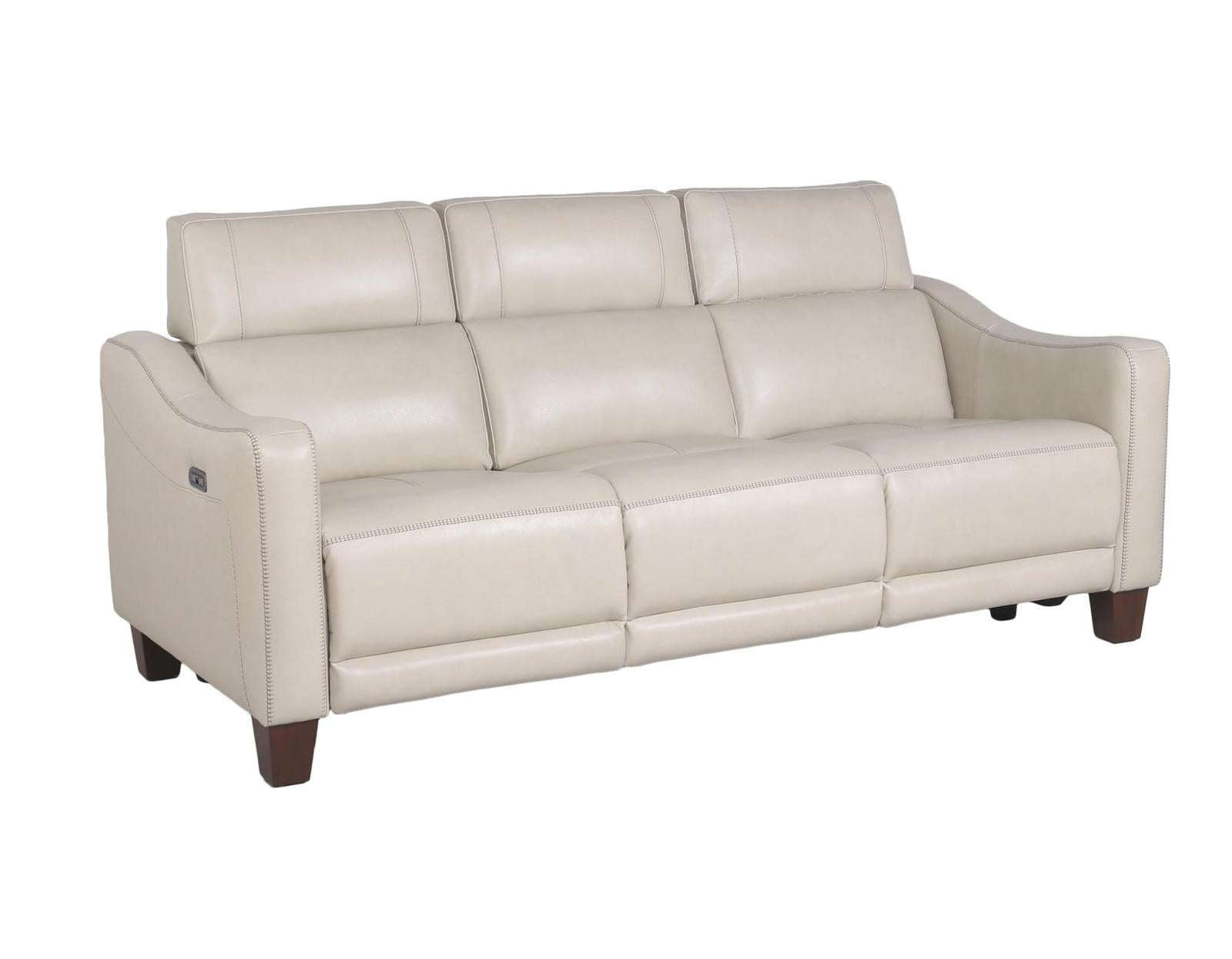 Steve Silver Giorno Dual Power Leather Sofa in Ivory - Luxury Home Furniture (MI)