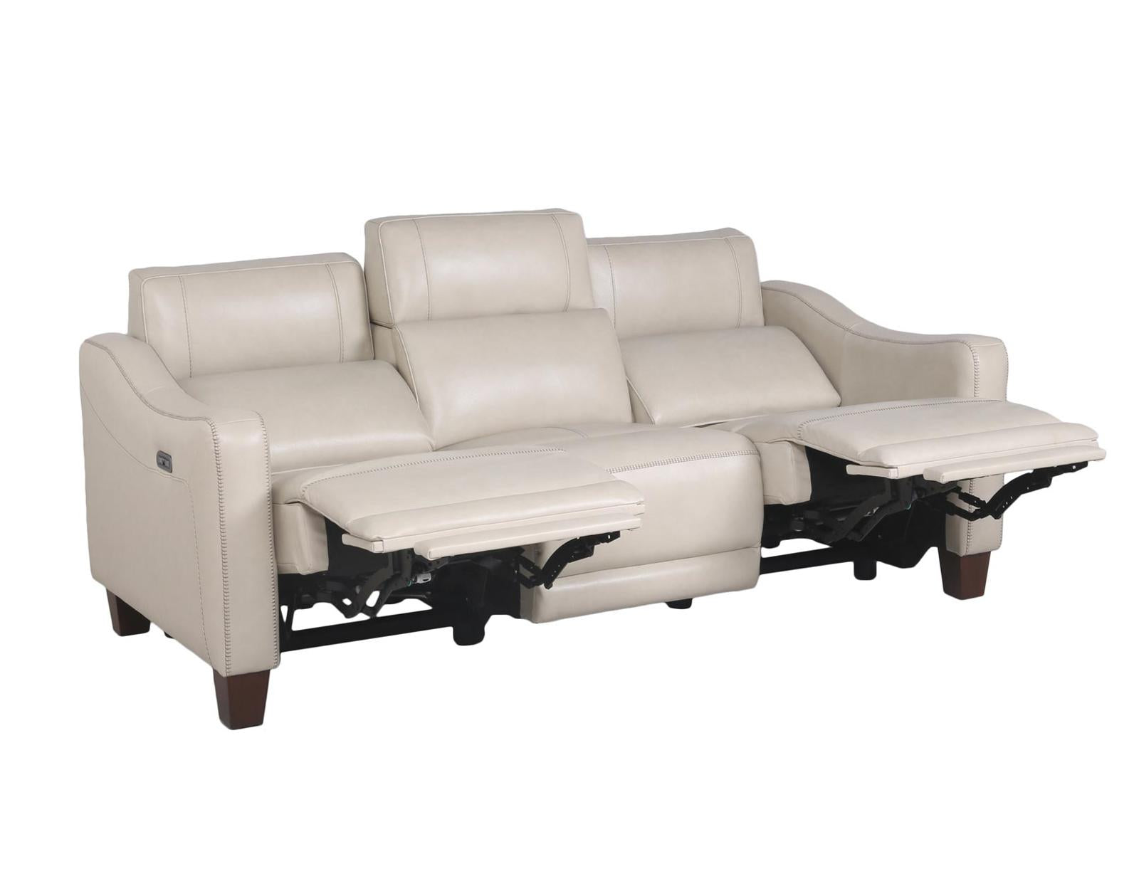 Steve Silver Giorno Dual Power Leather Sofa in Ivory - Luxury Home Furniture (MI)