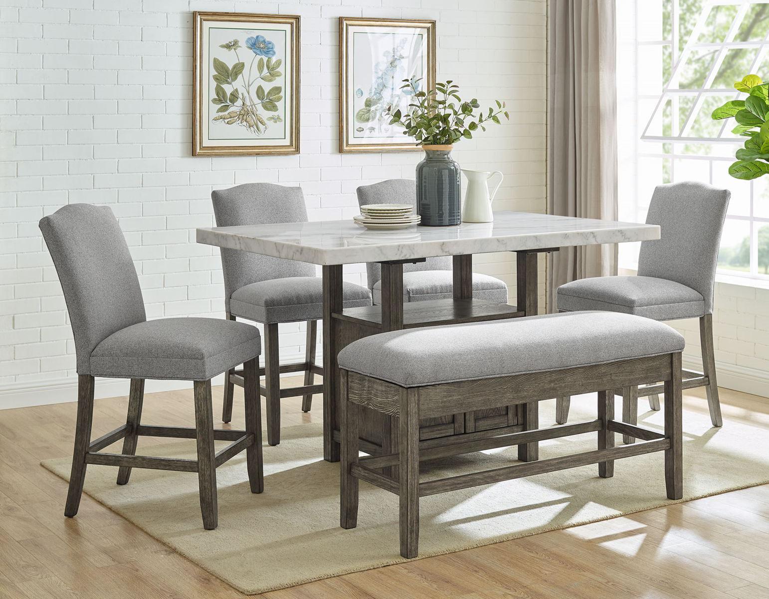 Steve Silver Grayson Storage Counter Bench in Driftwood - Luxury Home Furniture (MI)