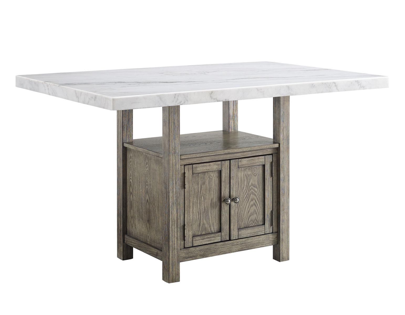 Steve Silver Grayson White Marble Counter Storage Table in Driftwood