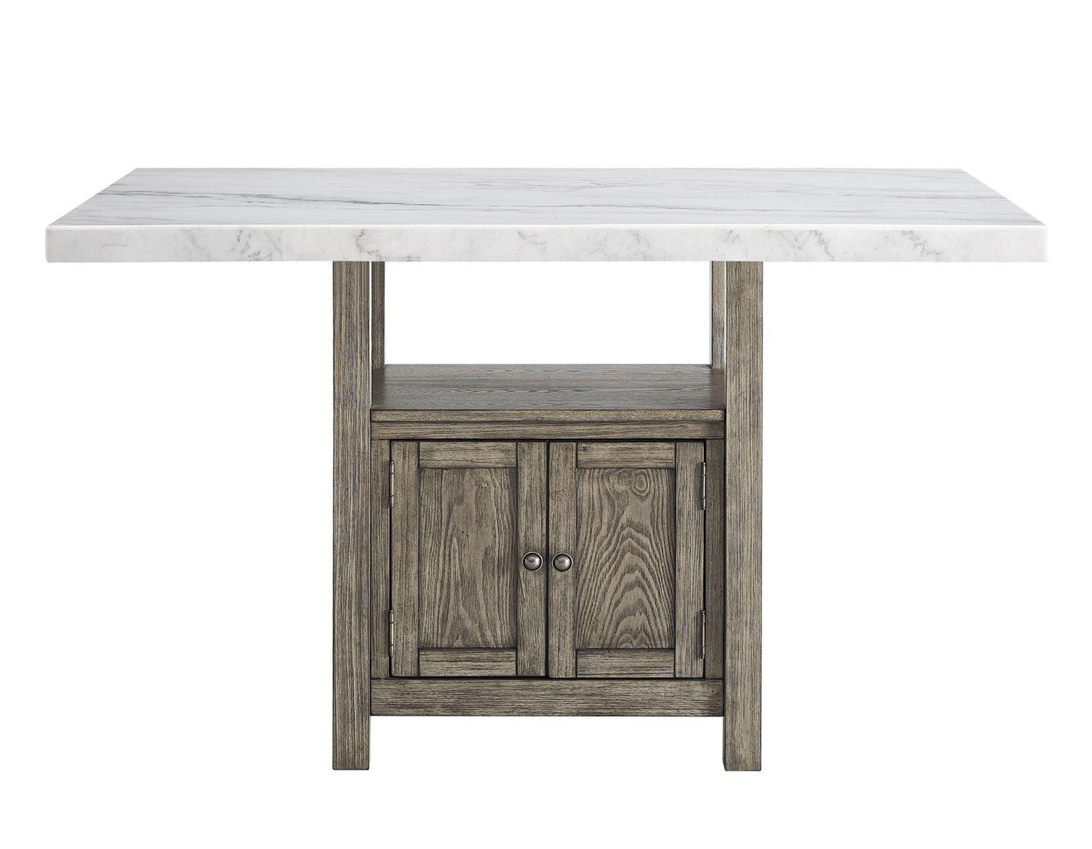 Steve Silver Grayson White Marble Counter Storage Table in Driftwood - Luxury Home Furniture (MI)