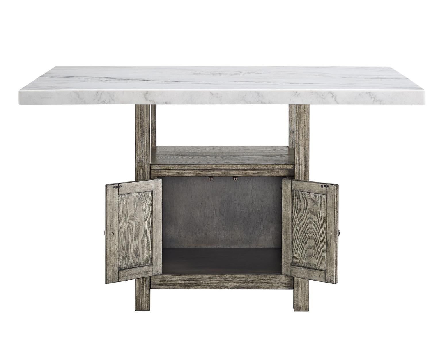 Steve Silver Grayson White Marble Counter Storage Table in Driftwood - Luxury Home Furniture (MI)