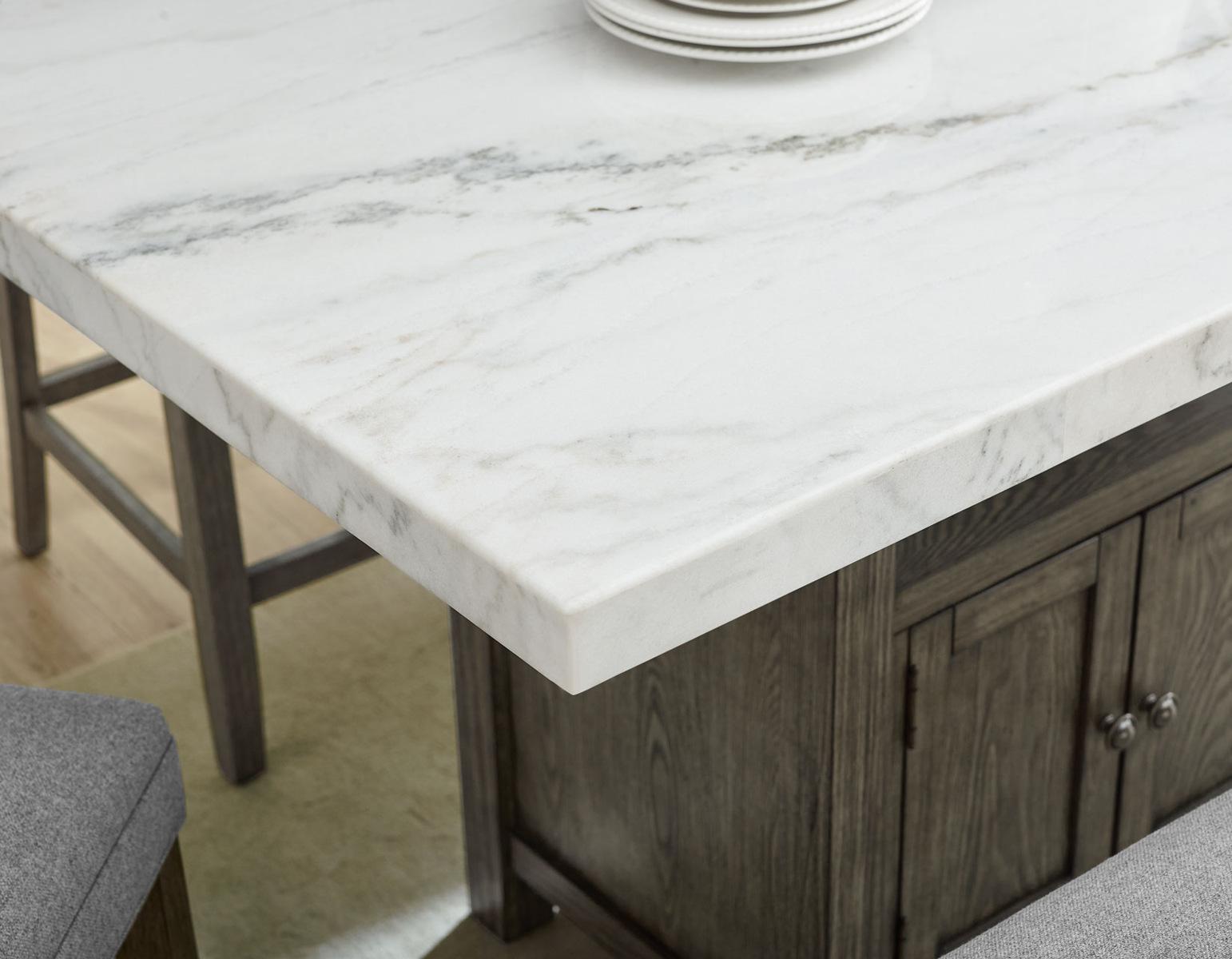 Steve Silver Grayson White Marble Counter Storage Table in Driftwood - Luxury Home Furniture (MI)