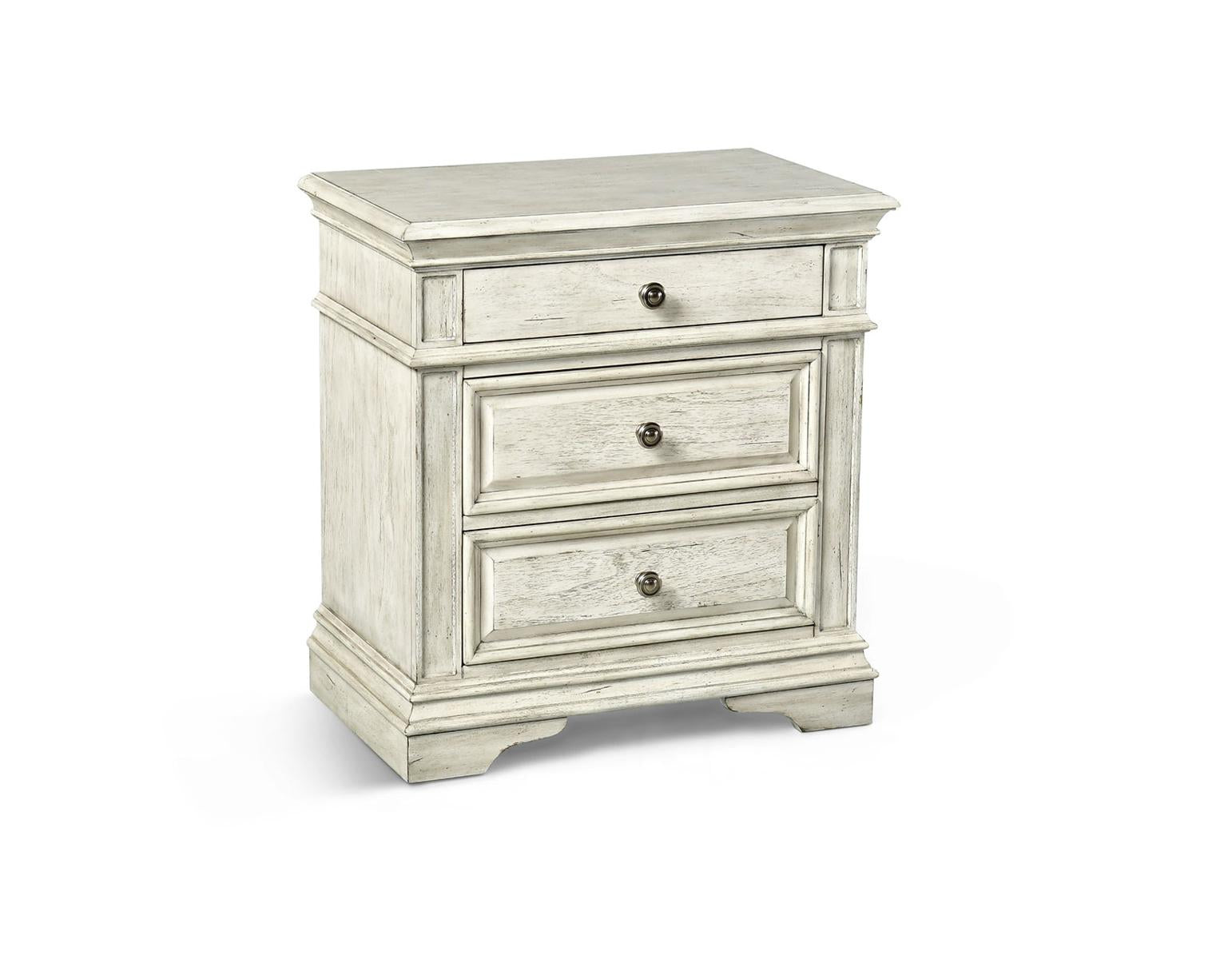 Steve Silver Highland Park 3 Drawer Nightstand in Cathedral White - Luxury Home Furniture (MI)