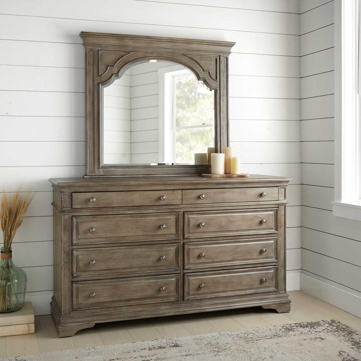 Steve Silver Highland Park 8 Drawer Dresser in Waxed Driftwood - Luxury Home Furniture (MI)