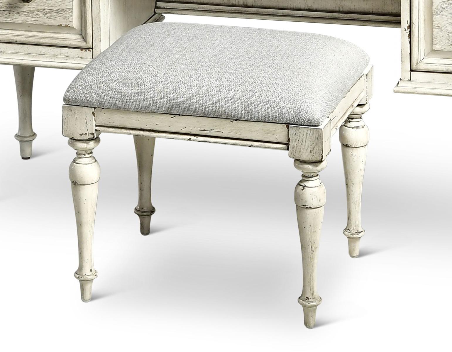 Steve Silver Highland Park Vanity Bench in Cathedral White - Luxury Home Furniture (MI)