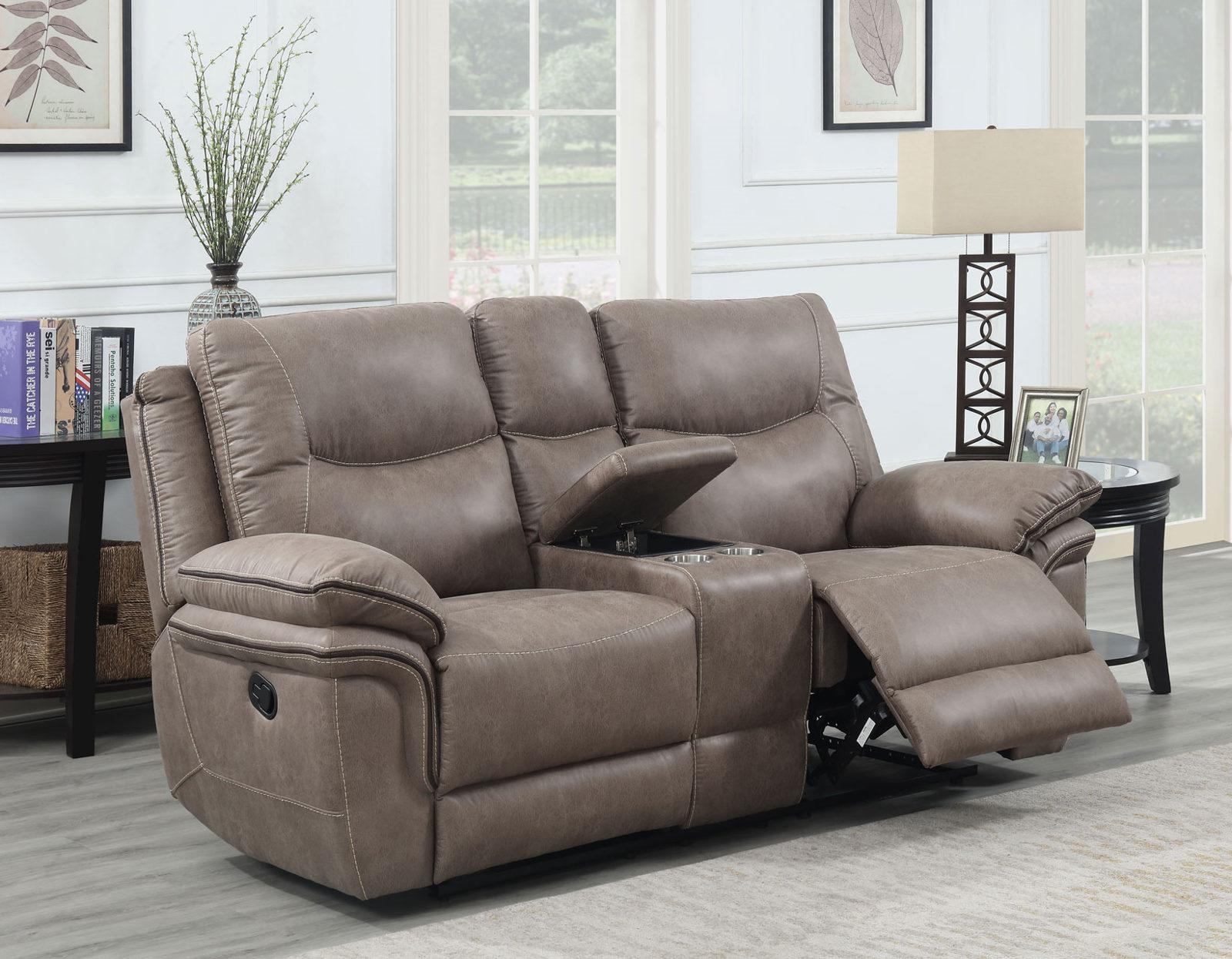 Steve Silver Isabella Manual Reclining Console Loveseat in Sand