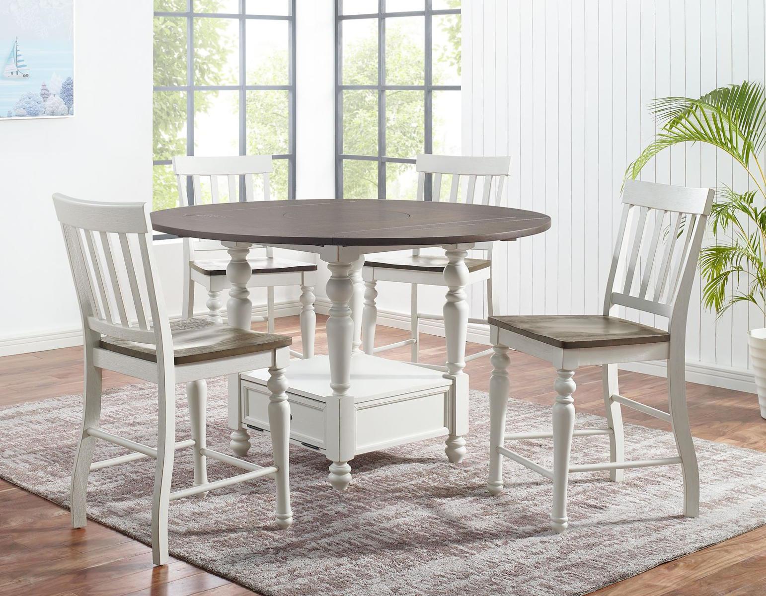 Steve Silver Joanna Round Counter Table in Two-tone Ivory and Mocha - Luxury Home Furniture (MI)