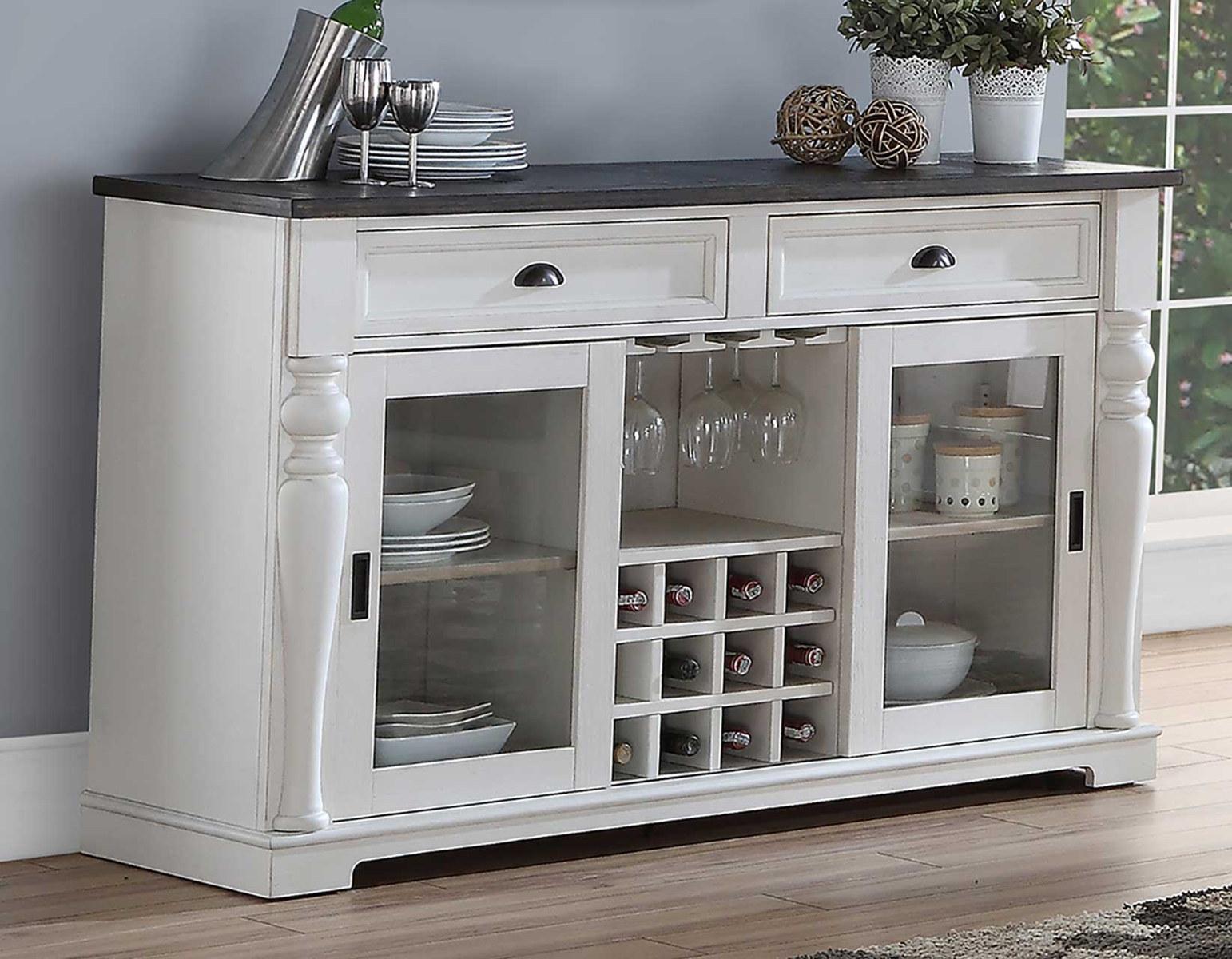 Steve Silver Joanna Server in Two-tone Ivory and Mocha - Luxury Home Furniture (MI)