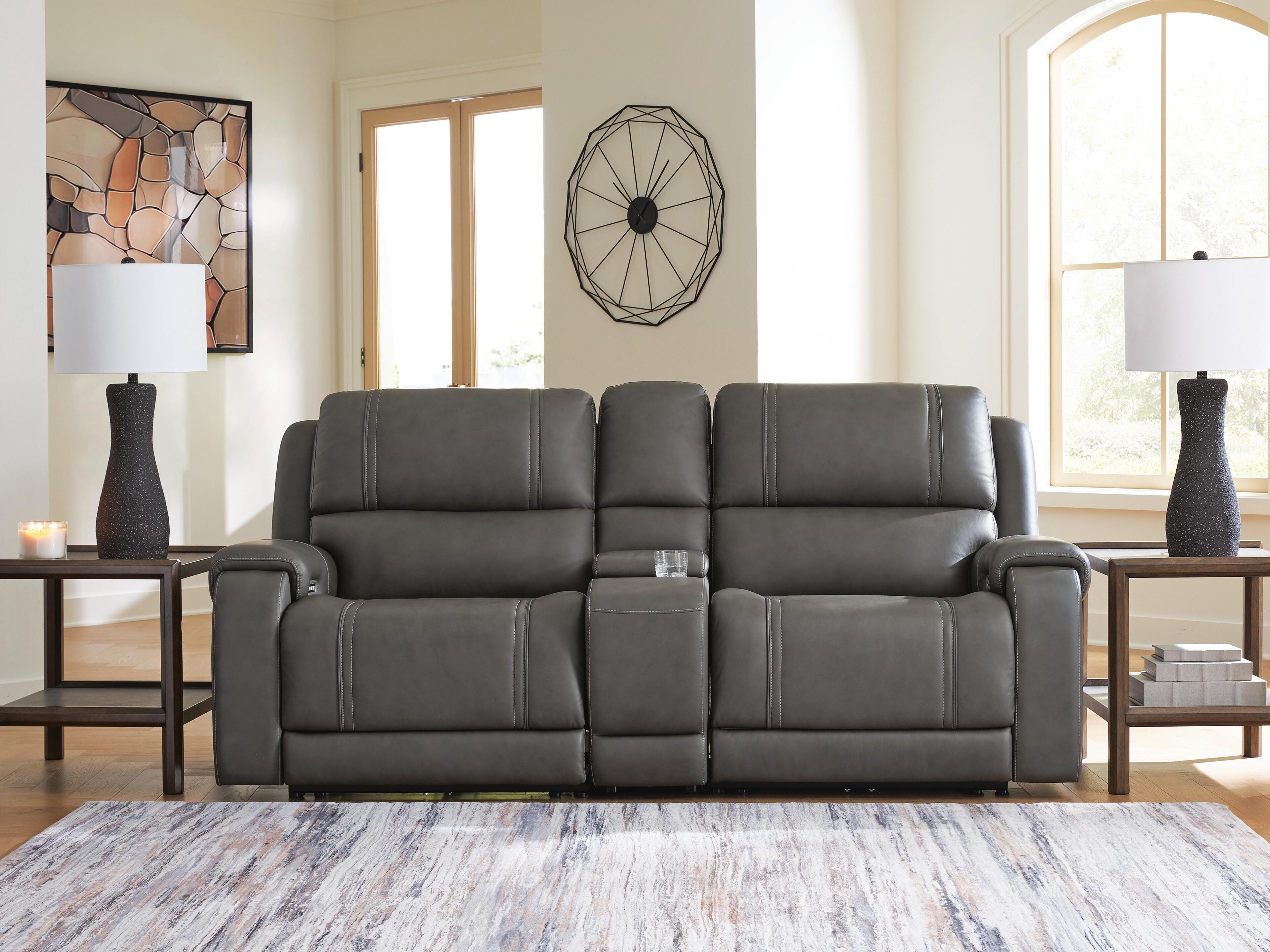 5Z - Pittson Power Reclining Sectional Loveseat with Console - Luxury Home Furniture (MI)