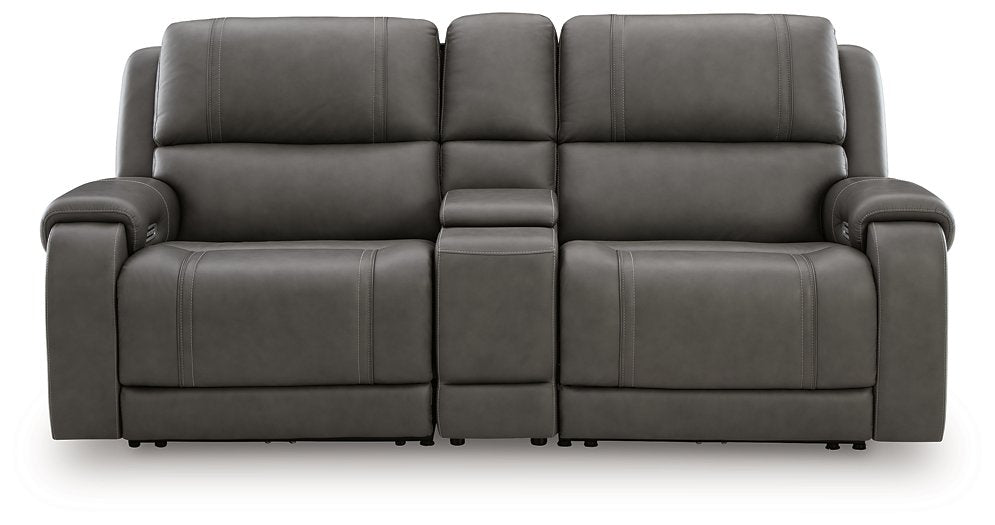 5Z - Pittson Power Reclining Sectional Loveseat with Console - Luxury Home Furniture (MI)