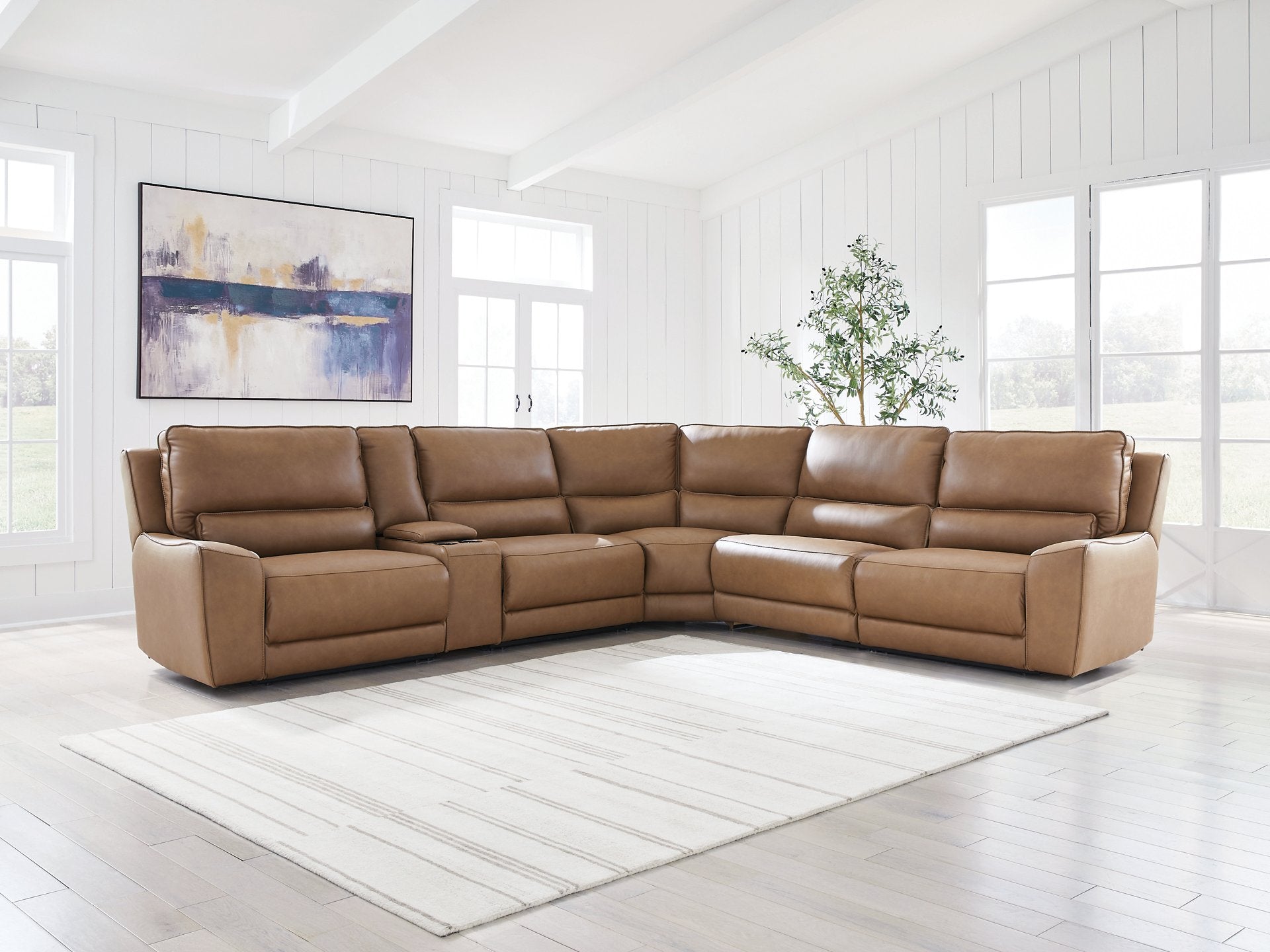 DeepWakes Reclining Sectional with Storage Console - Luxury Home Furniture (MI)