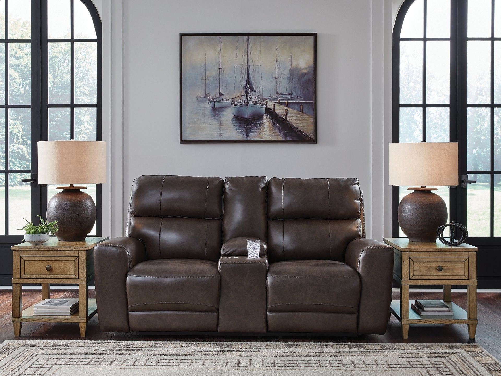 Crossplex Power Reclining Loveseat with Console - Luxury Home Furniture (MI)