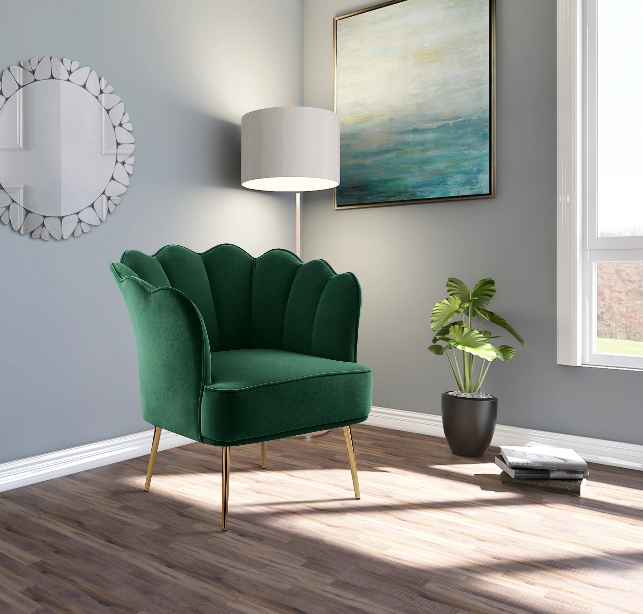 Jester Green Velvet Accent Chair