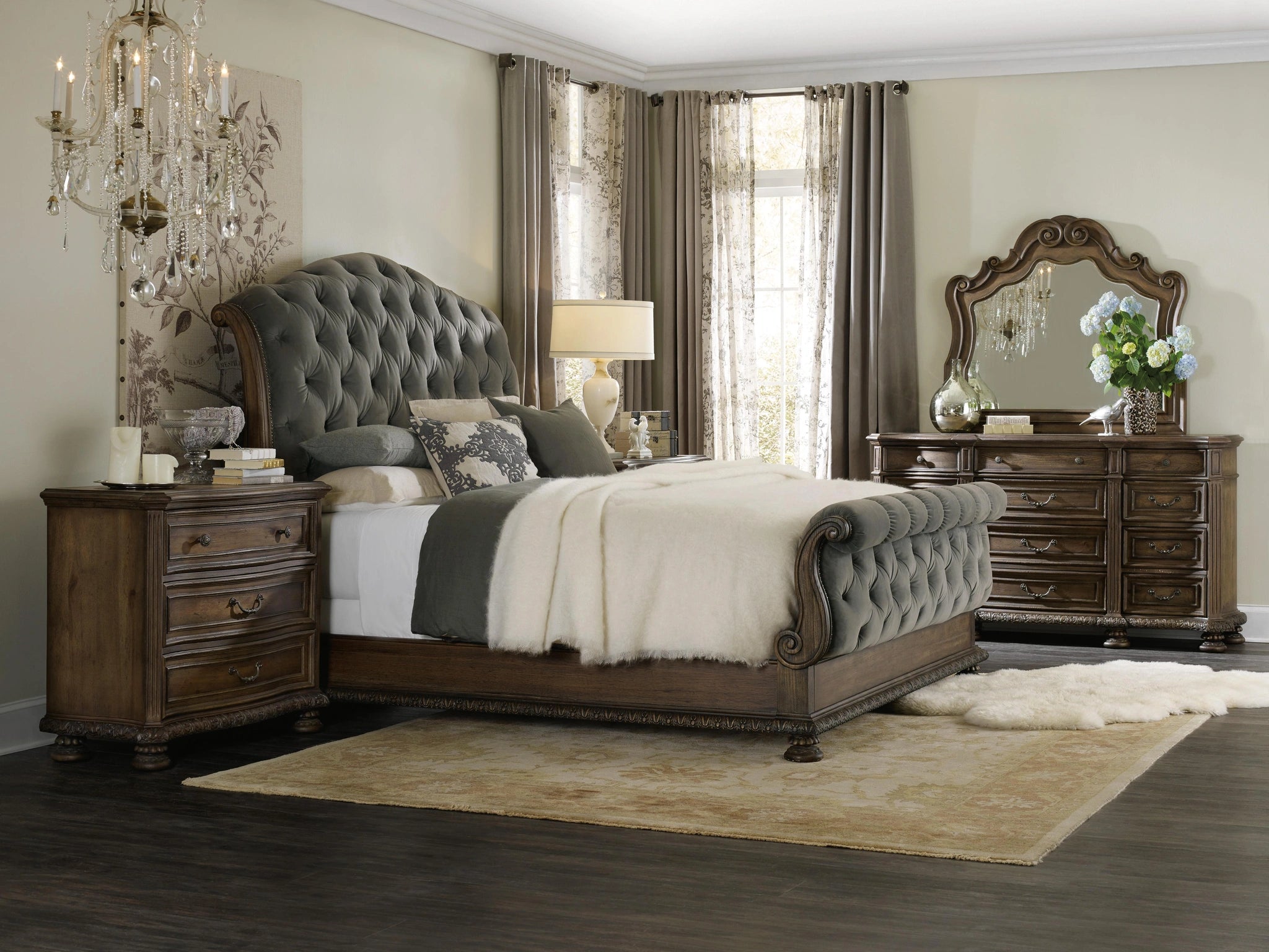 Rhapsody King Tufted Bed - 5070-90566A-GRY