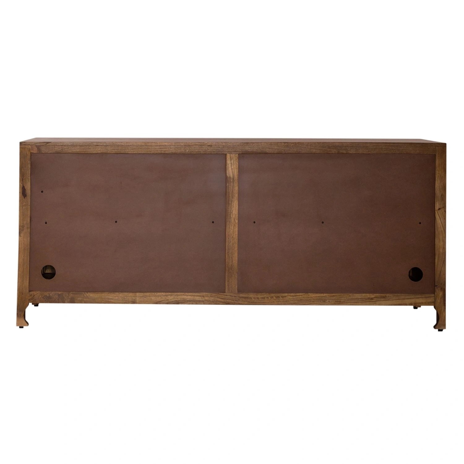 Marisol 74 Inch 4 Door Accent TV Stand in Weathered Honey and Soft Wash Gray image
