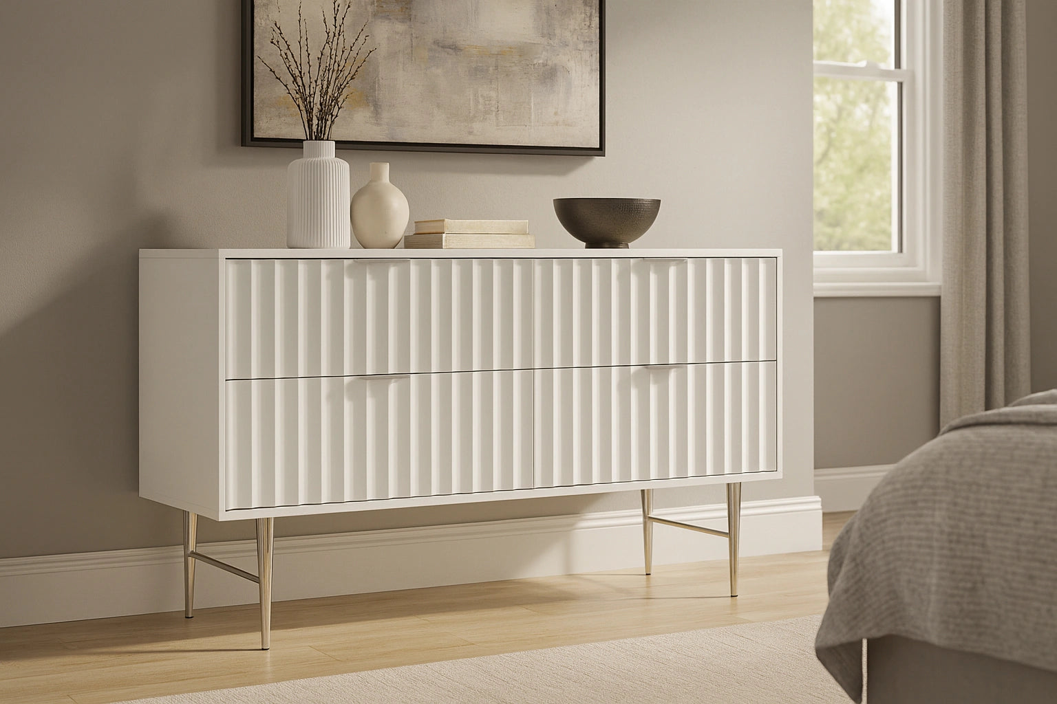 Modernist White Gloss Dresser