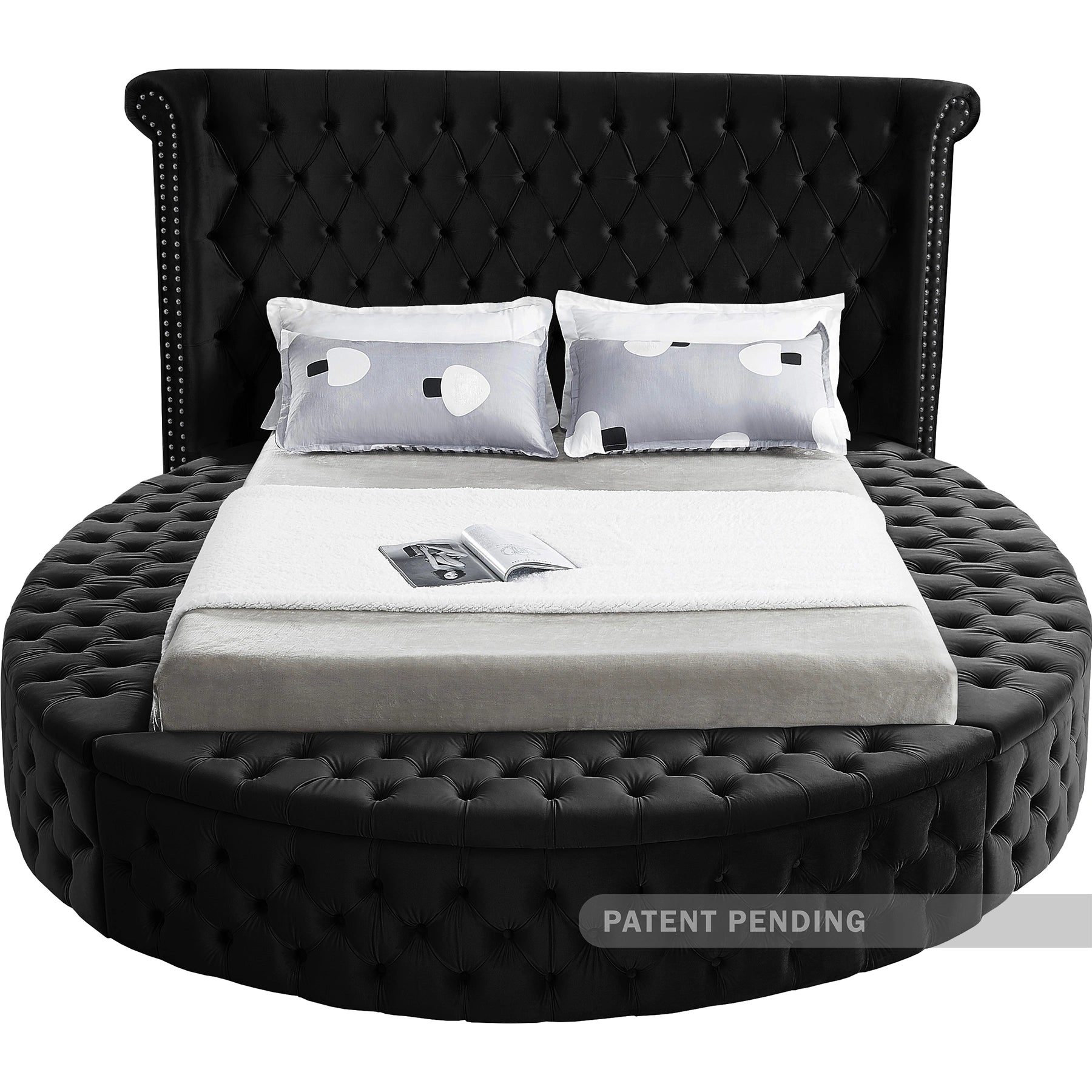 Luxus Black Velvet King Bed (3 Boxes)