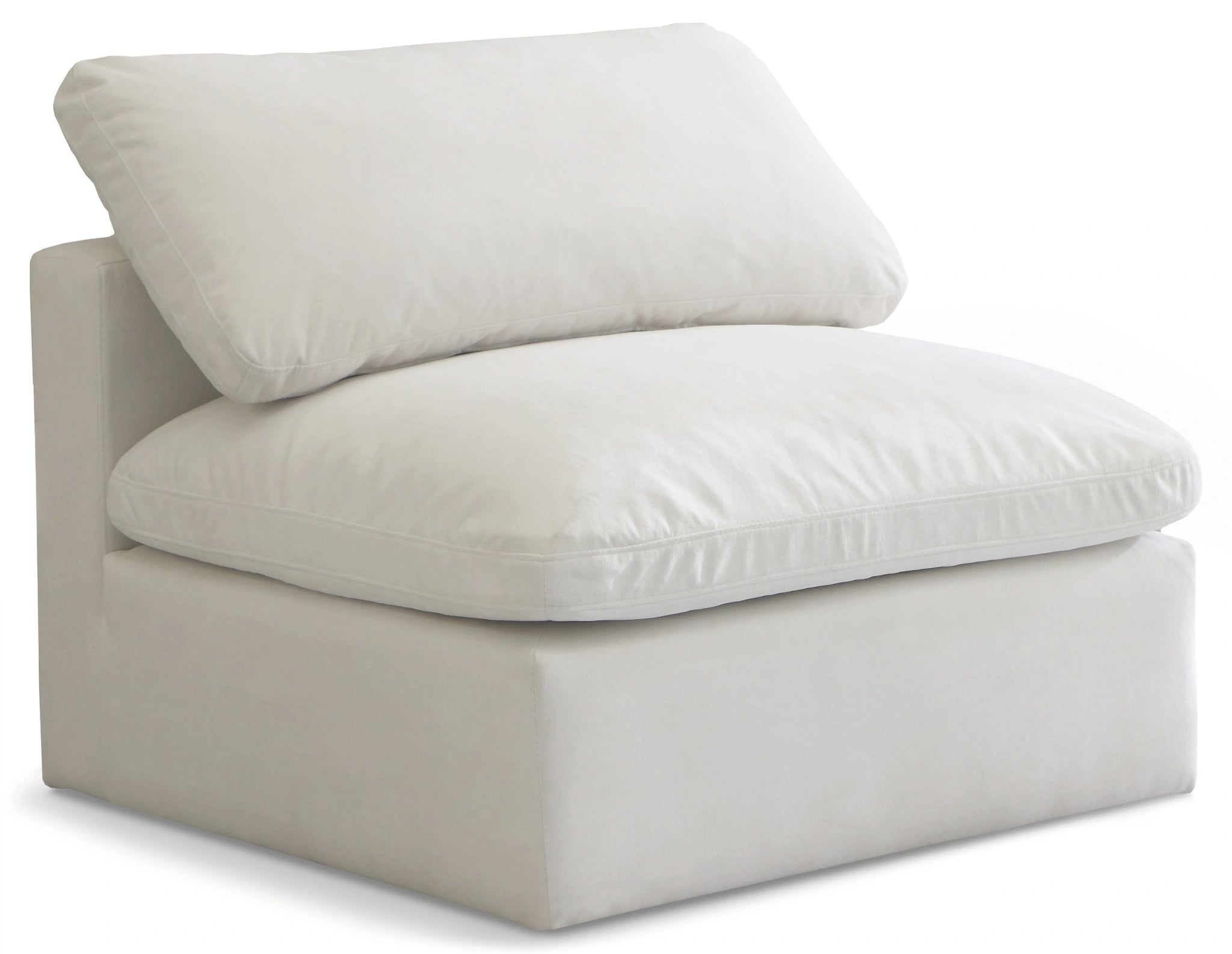 Plush Cream Velvet Standard Cloud Modular Armless Chair