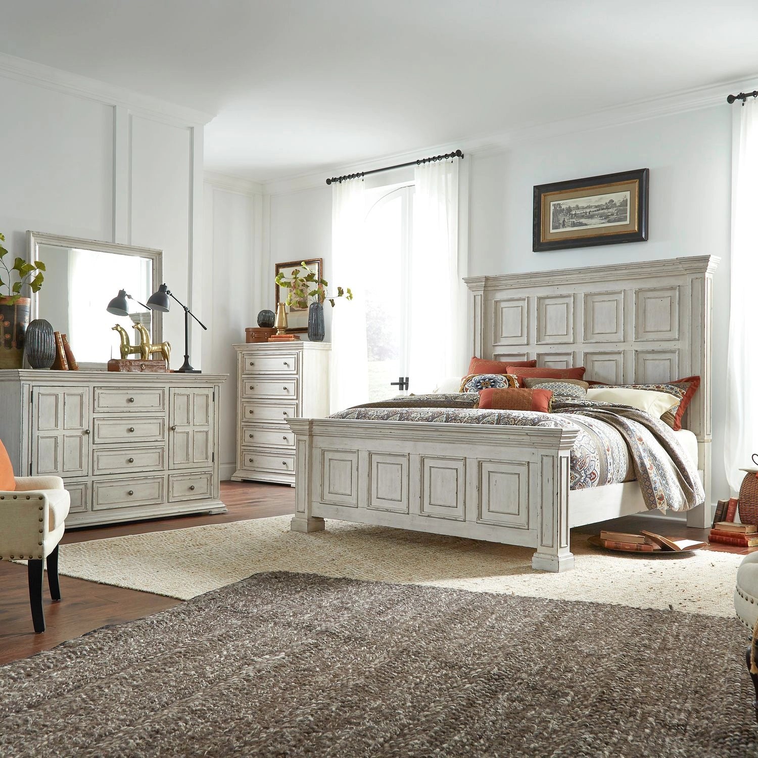 Big Valley King Panel Bed, Dresser & Mirror, Chest image