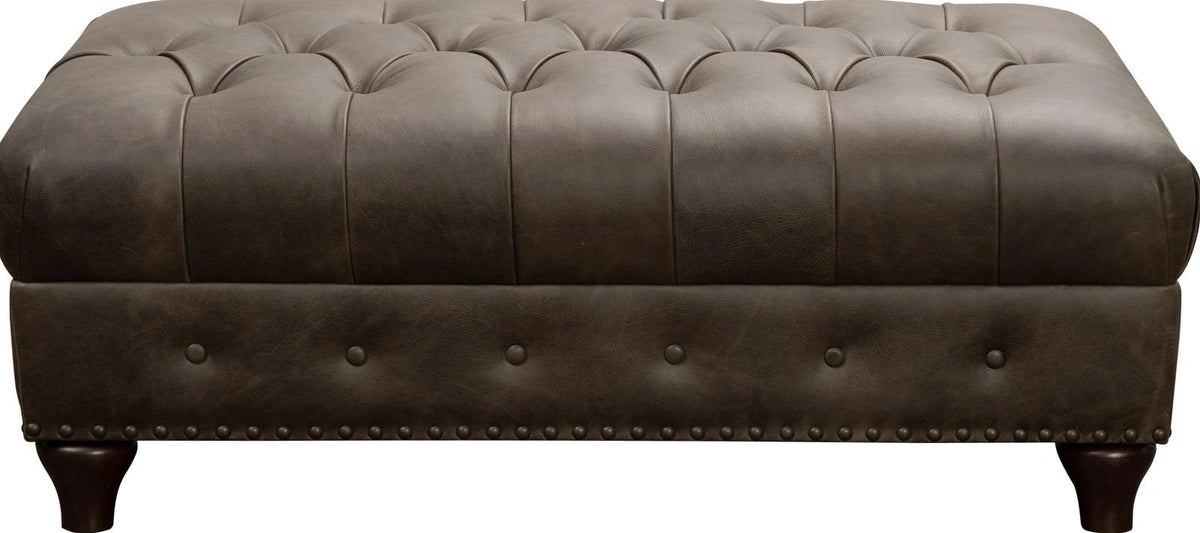 Pulaski Charlie Leather Cocktail Ottoman in Heritage Brown